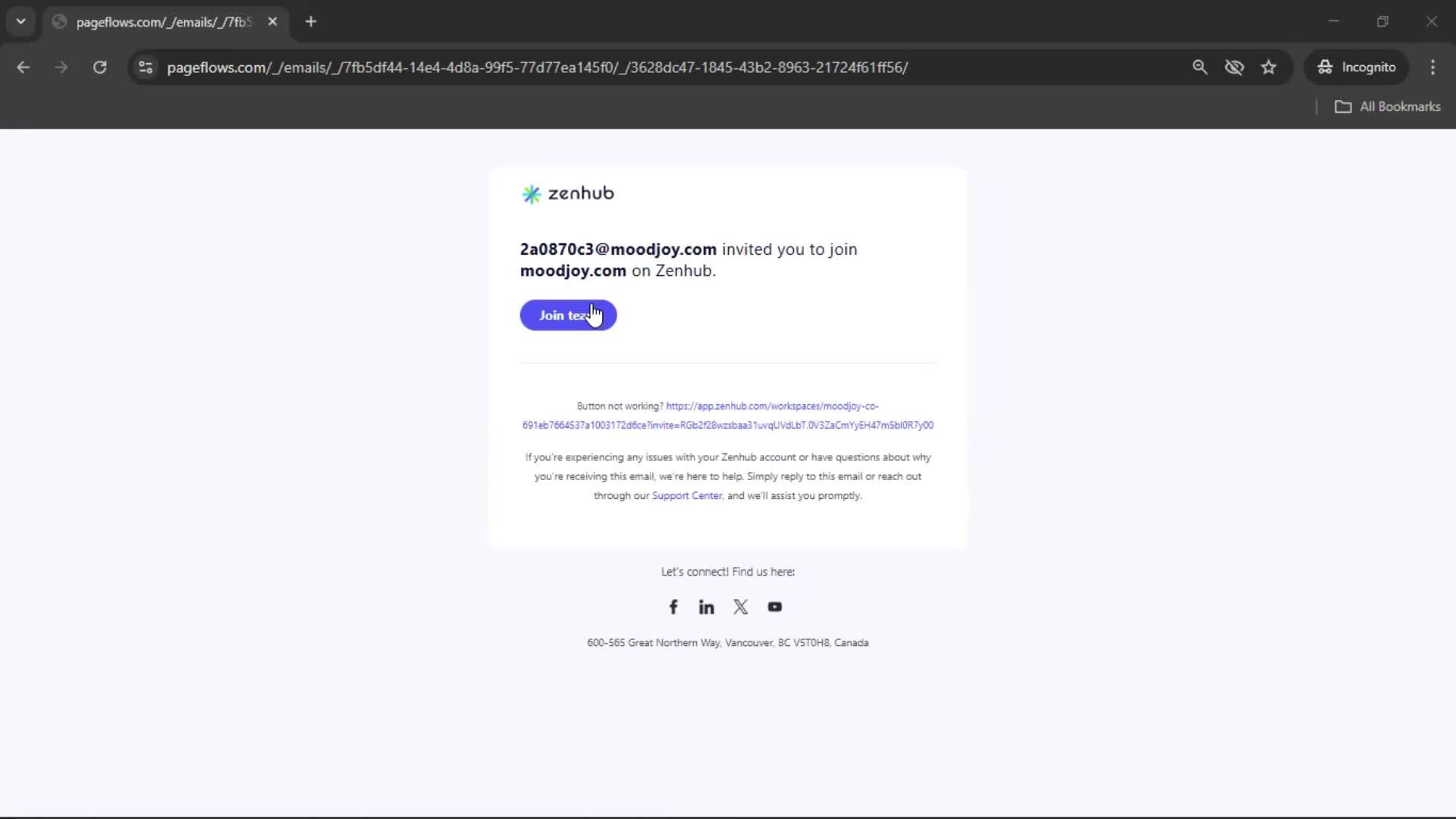Accepting an invite screenshot