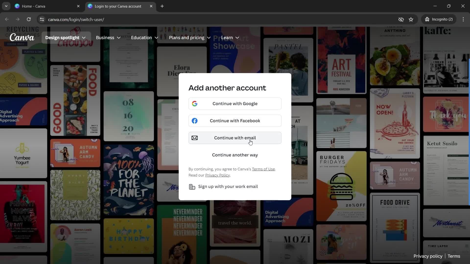 Adding an account on Canva video thumbnail