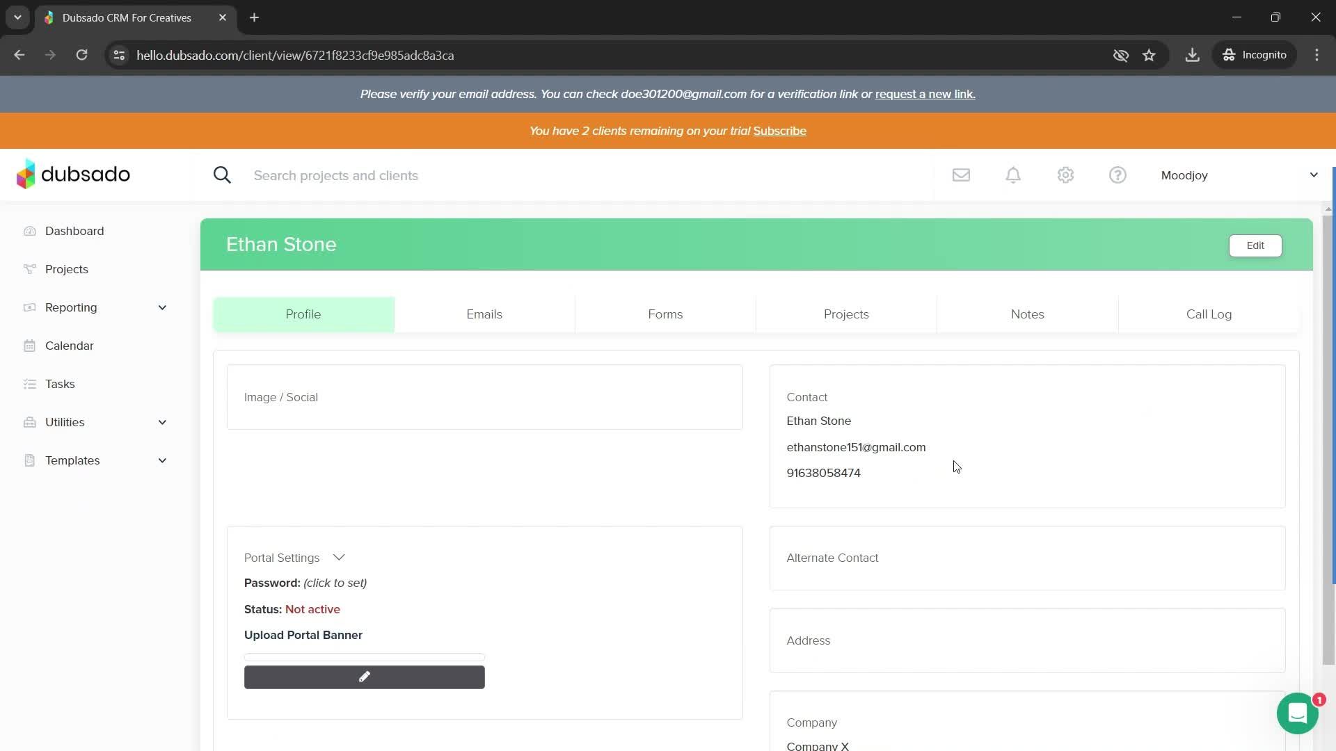 Adding a client screenshot