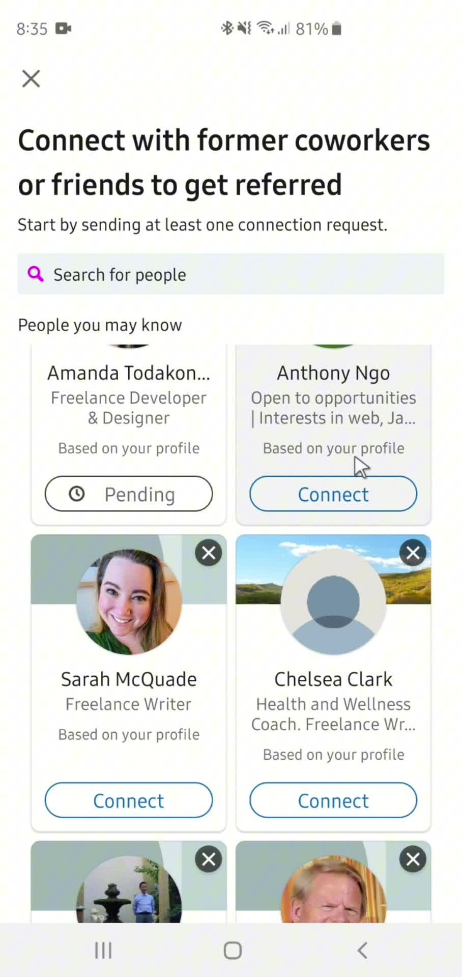 Adding connections screenshot