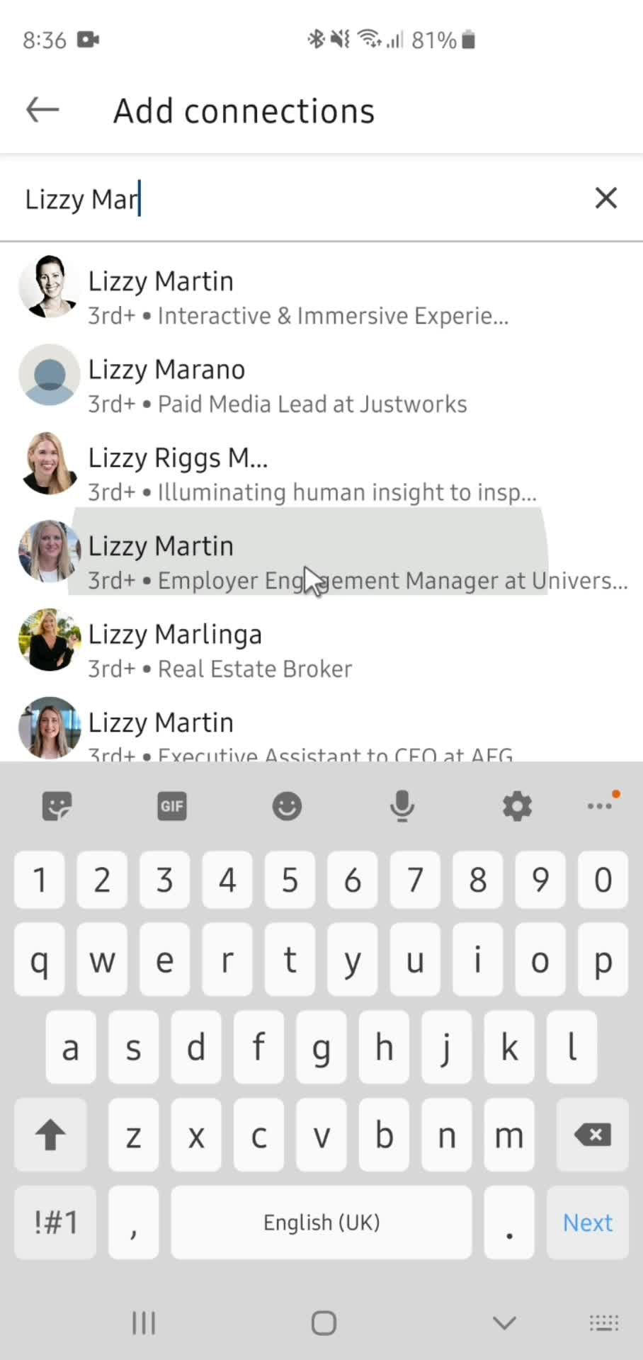 Adding connections screenshot