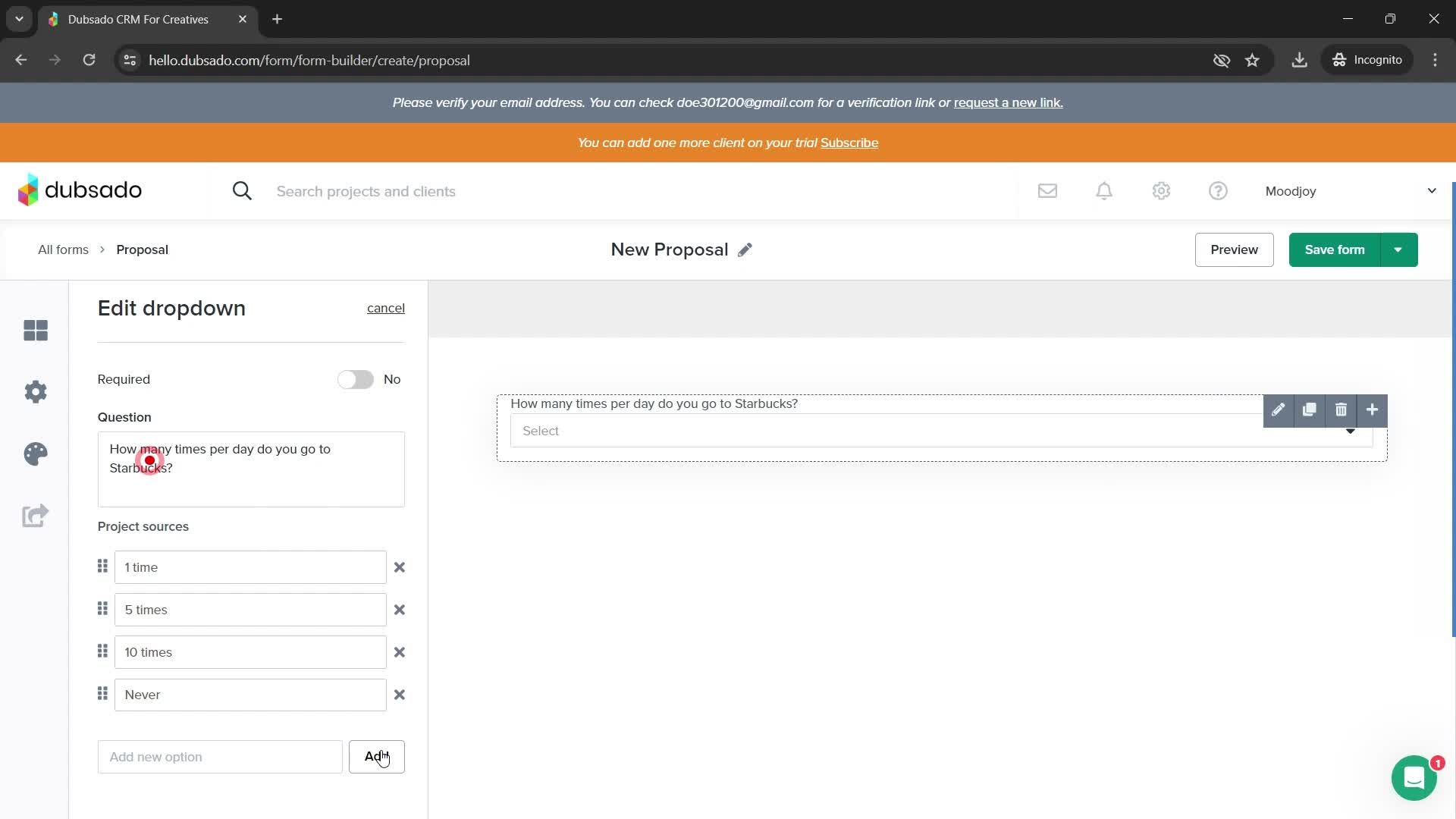 Creating a form screenshot