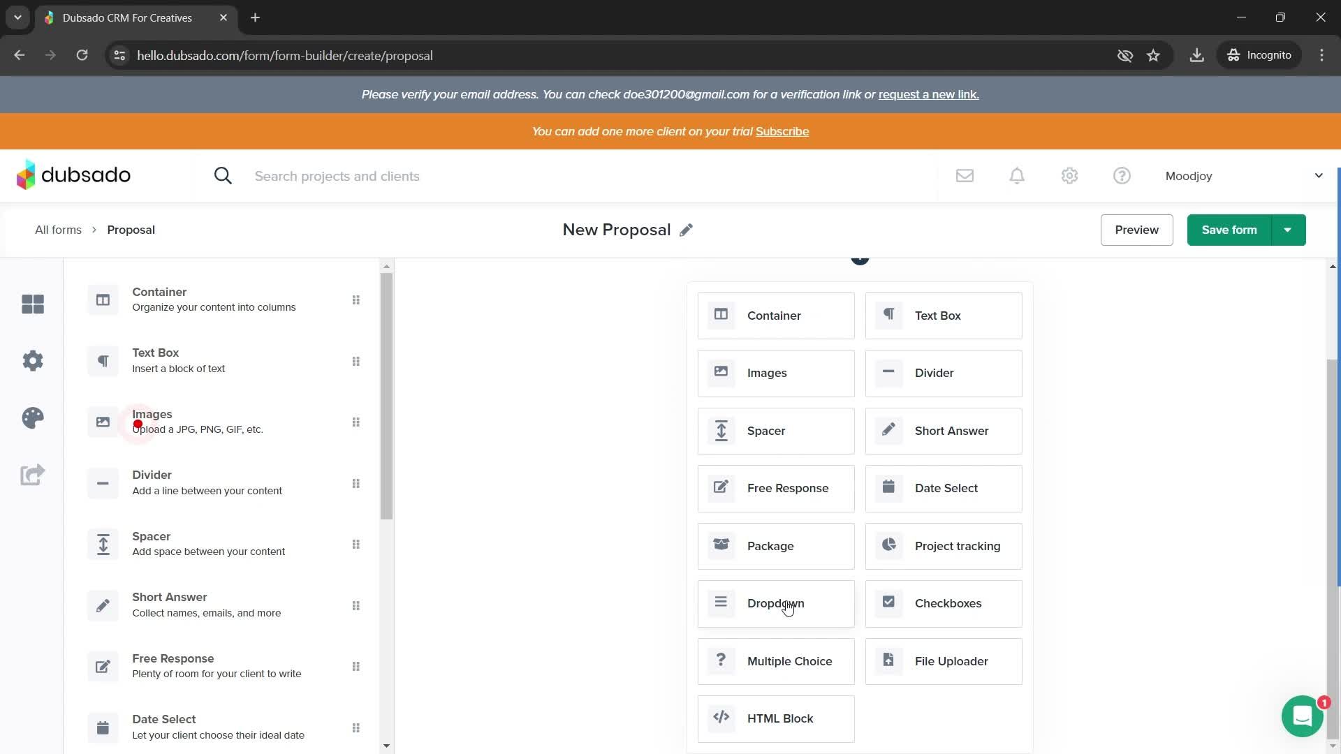 Creating a form screenshot