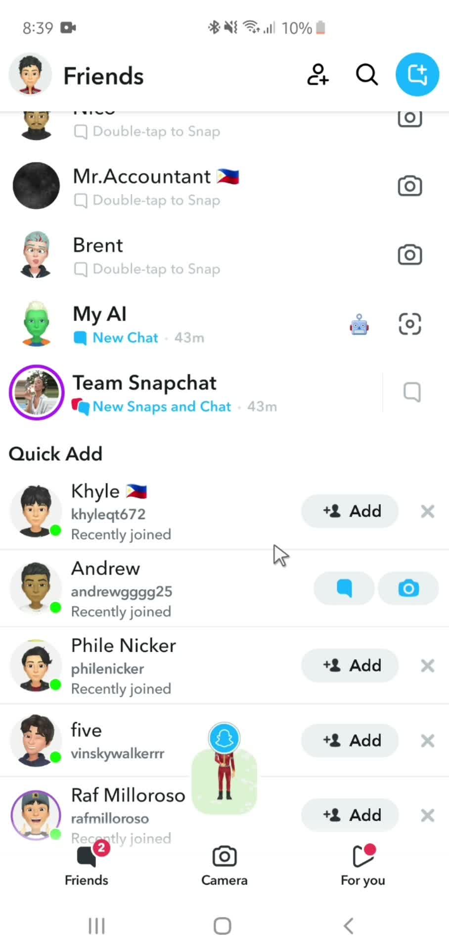 Adding a friend screenshot