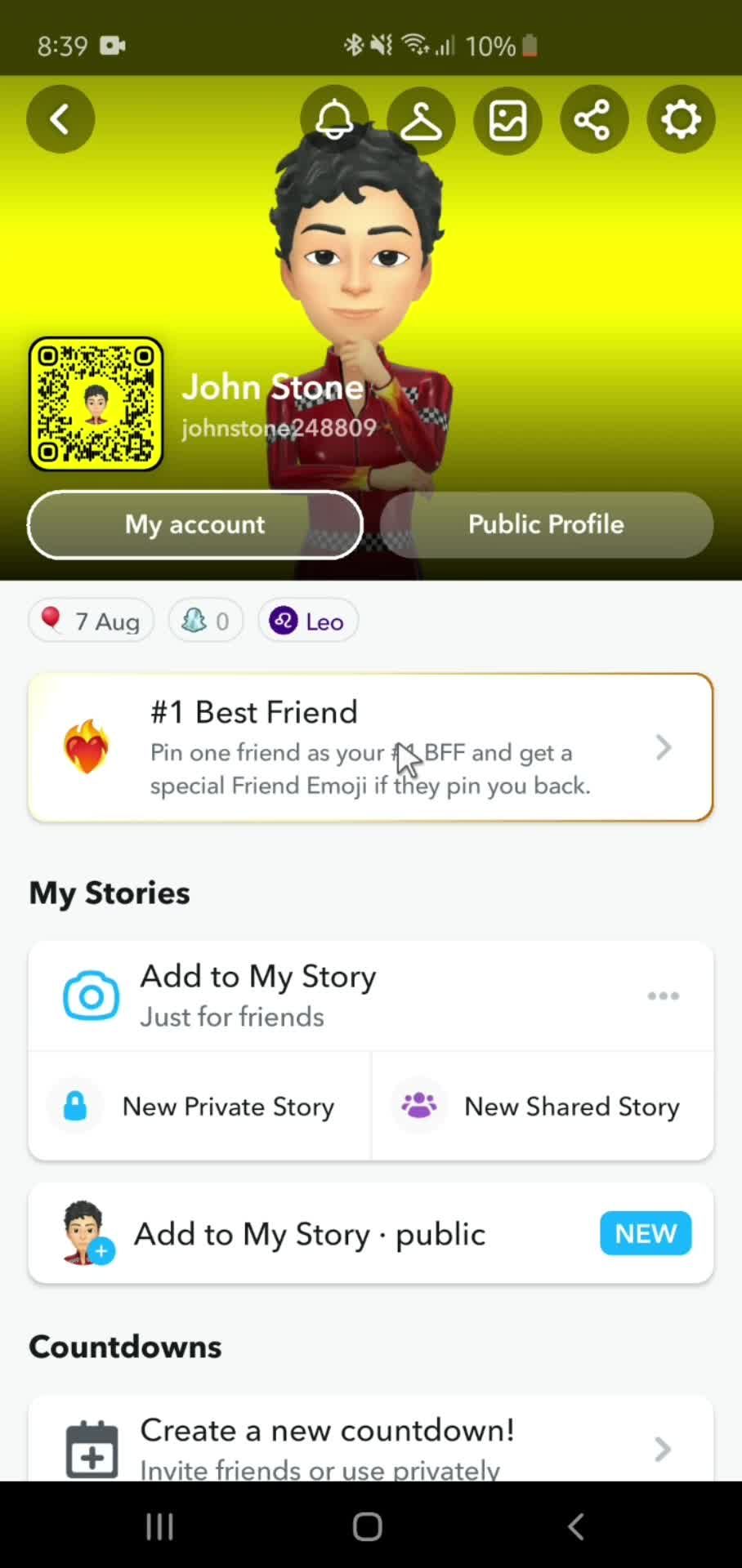 Adding a friend screenshot