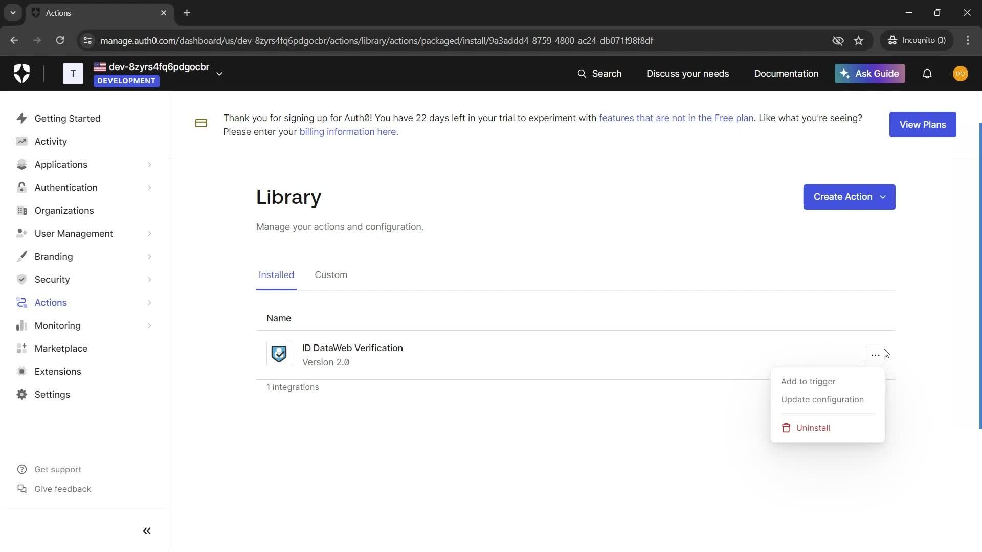 Integrations screenshot