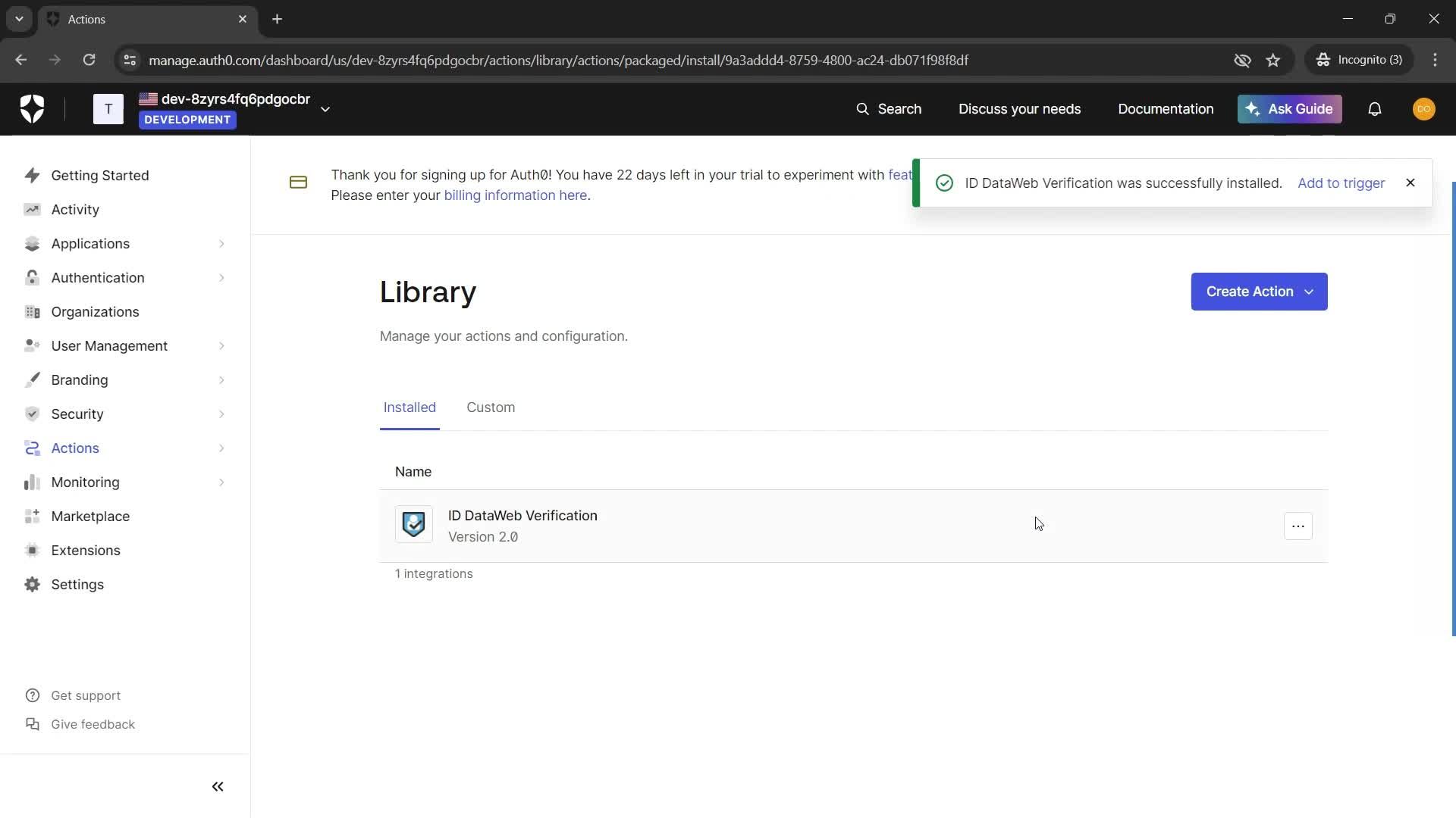 Integrations screenshot