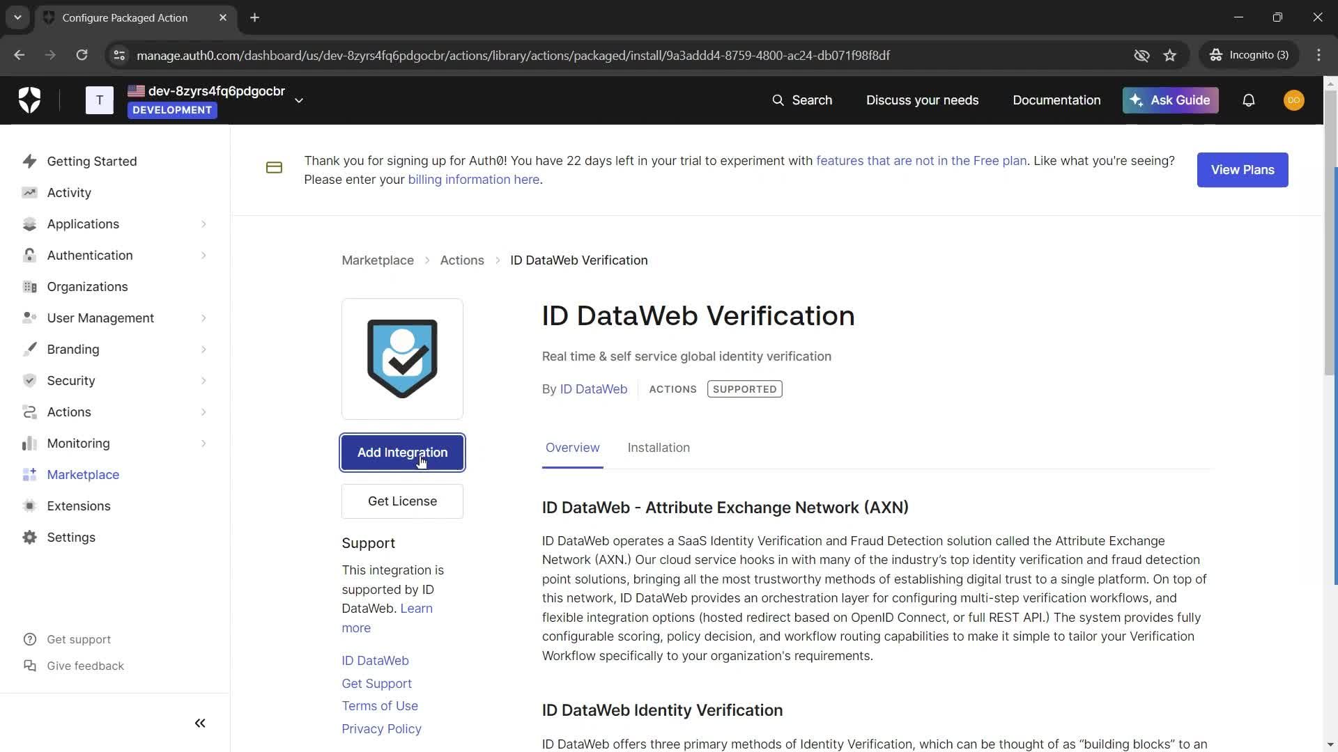 Integrations screenshot