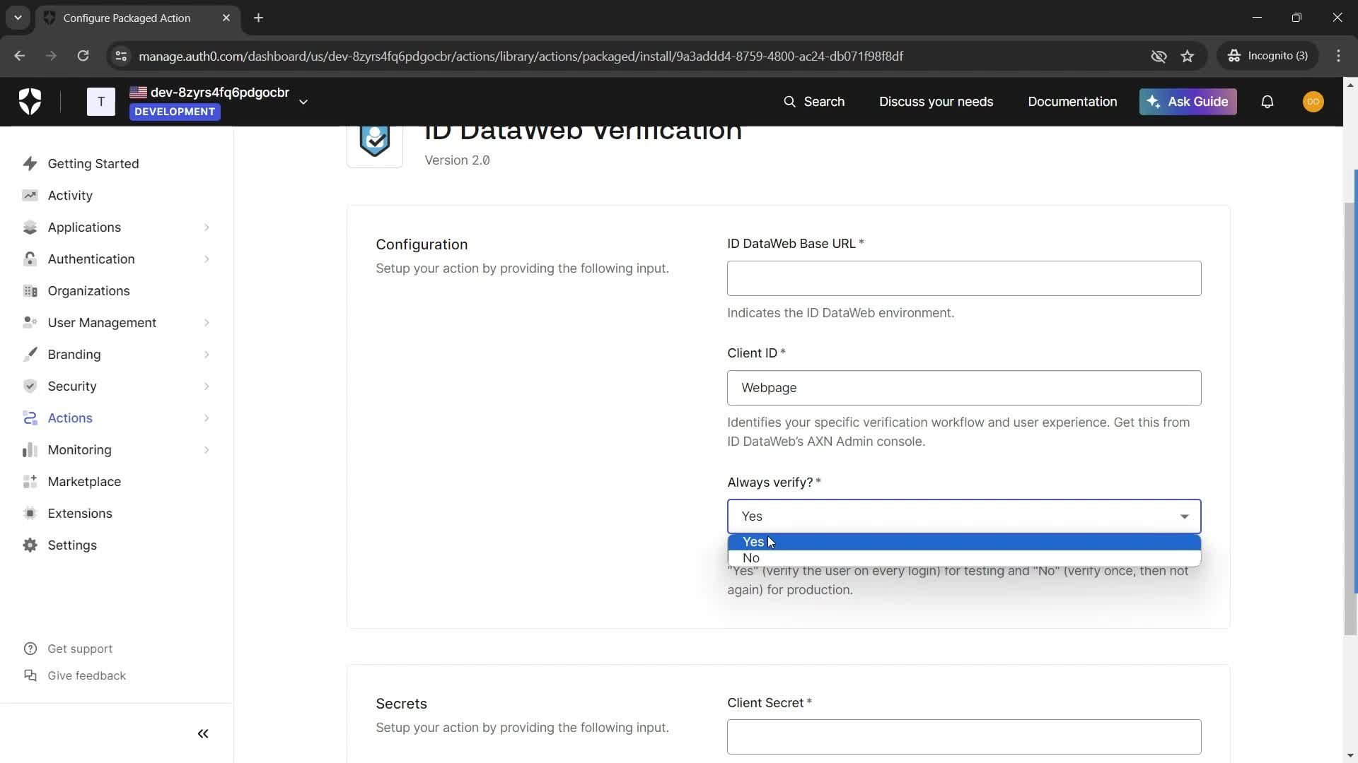 Integrations screenshot