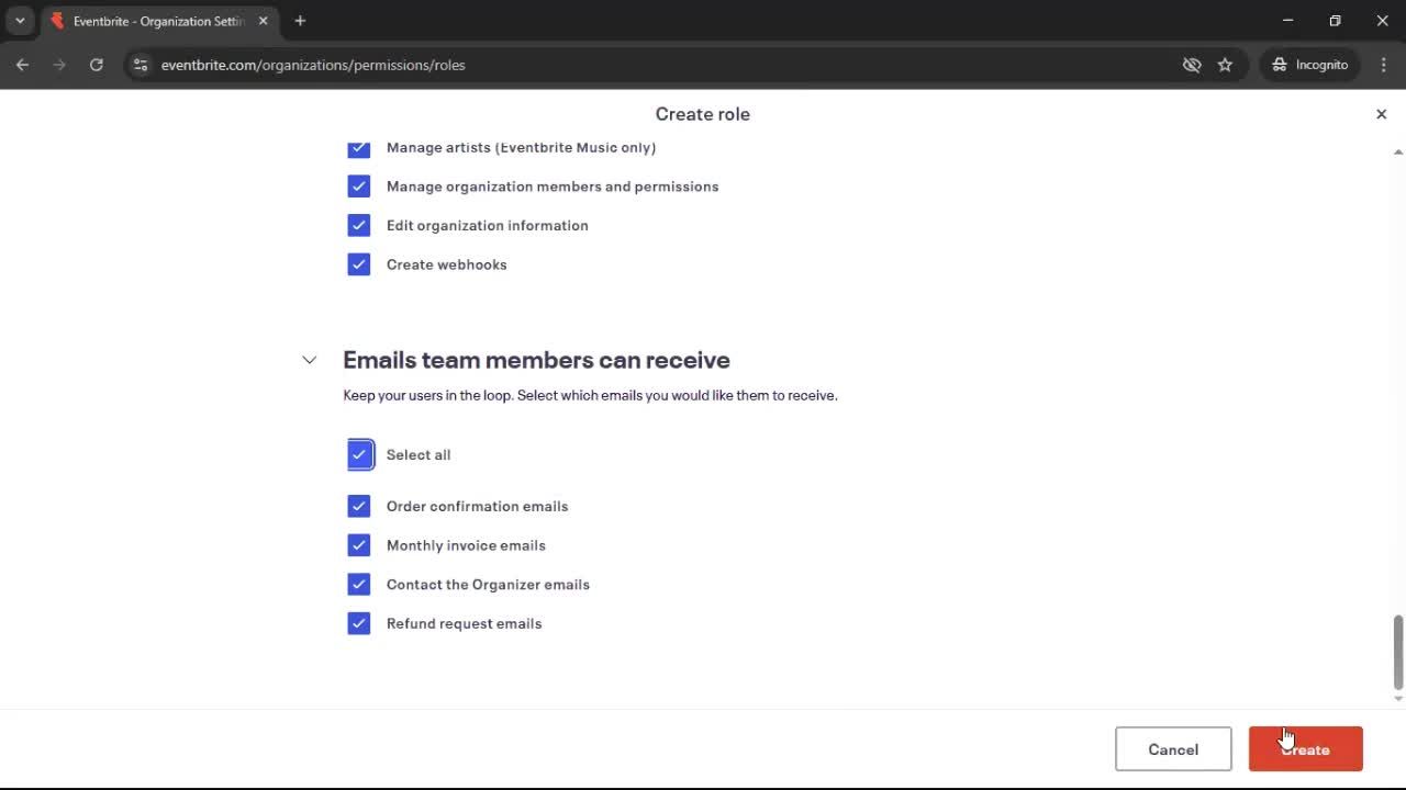 Adding a role screenshot