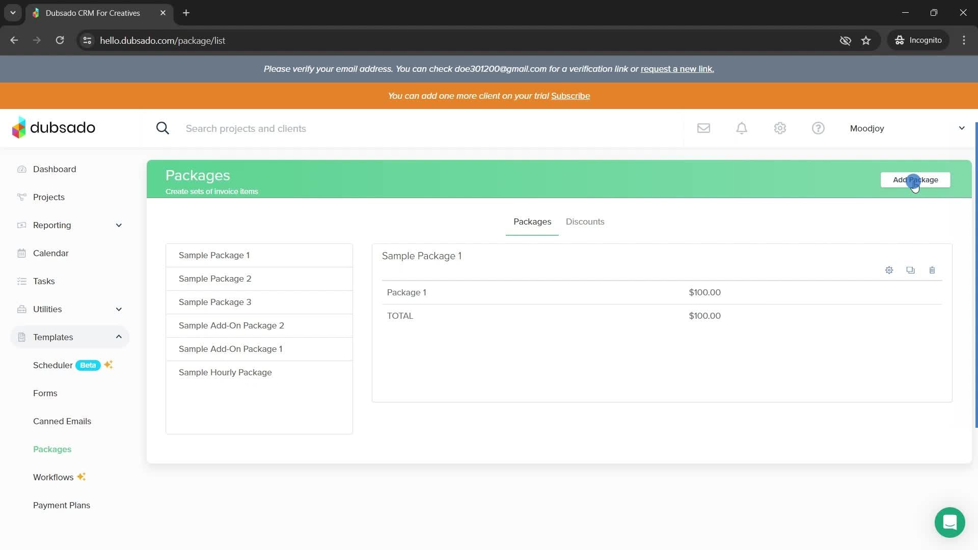 Adding a package screenshot