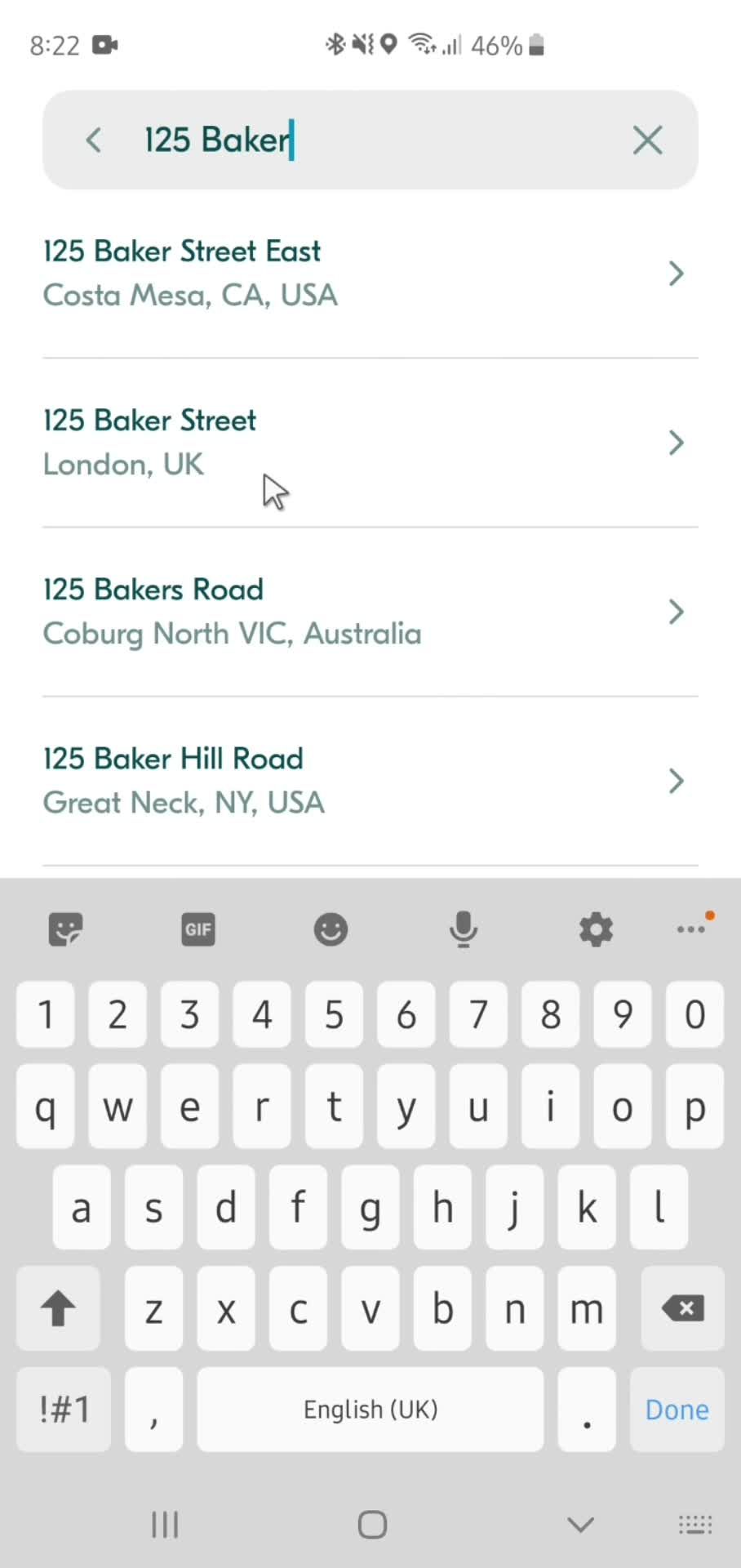 Adding postal address screenshot