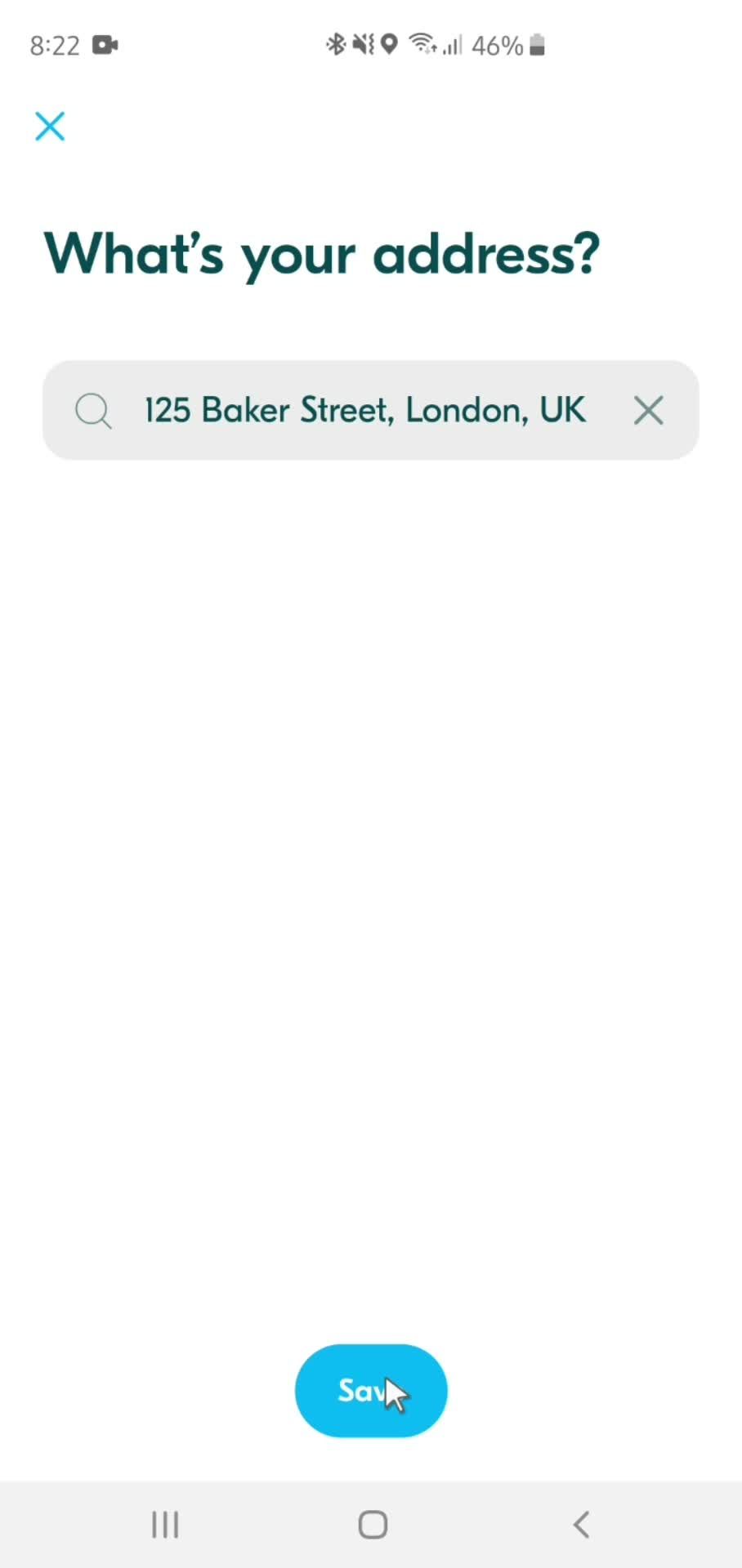 Adding postal address screenshot