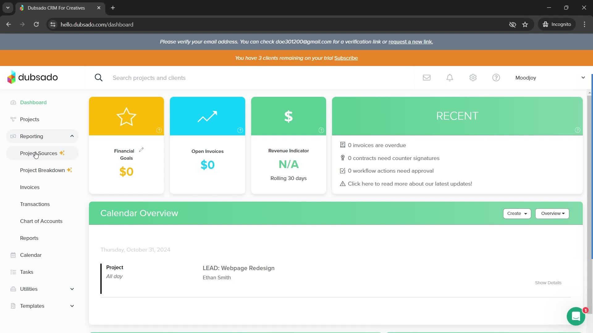 Adding a project source screenshot