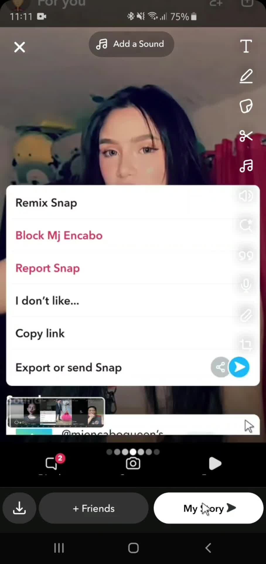 Adding stories screenshot