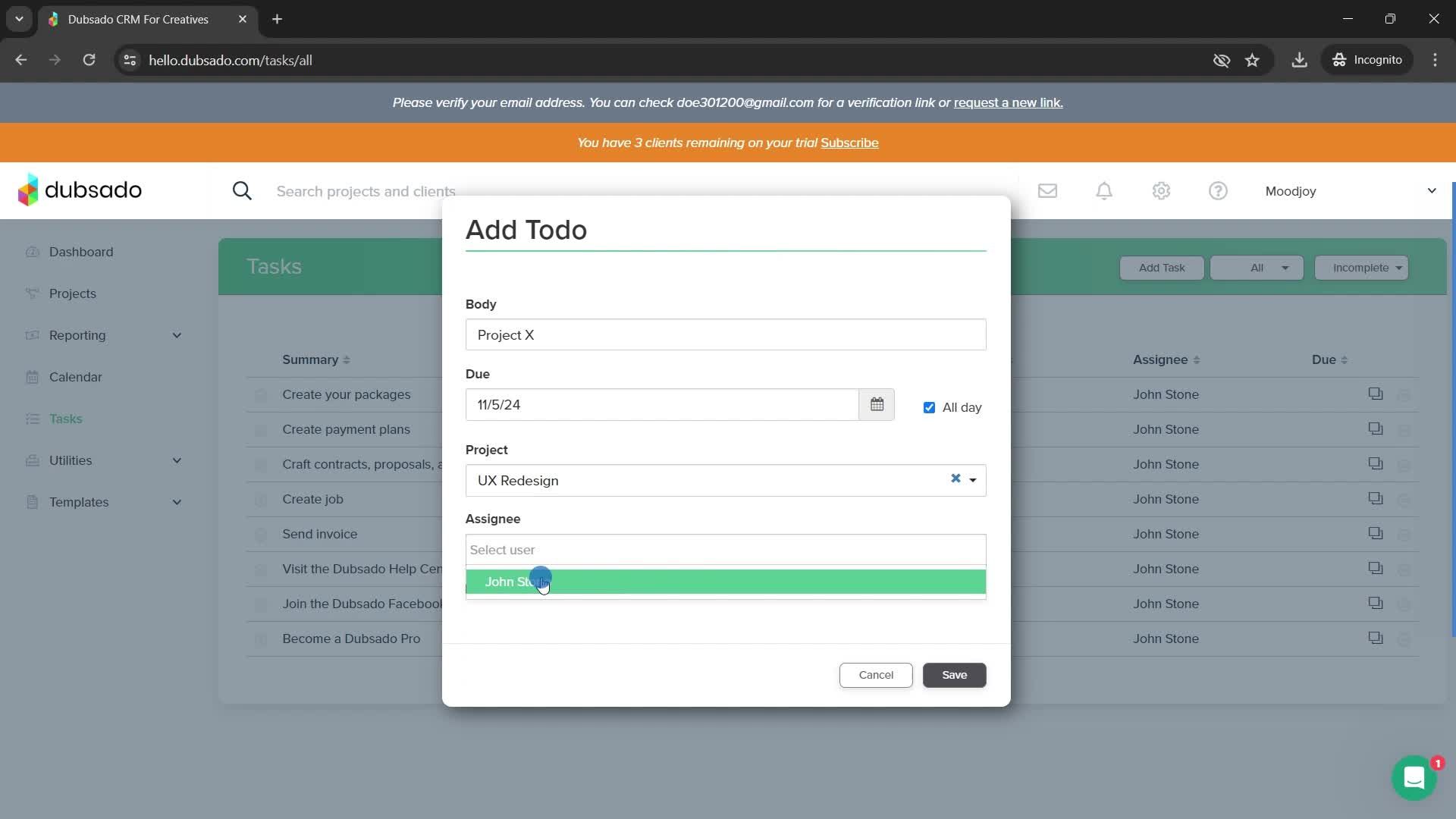Creating a task screenshot
