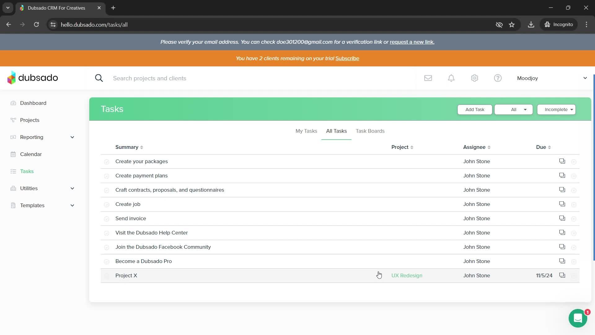 Creating a task screenshot