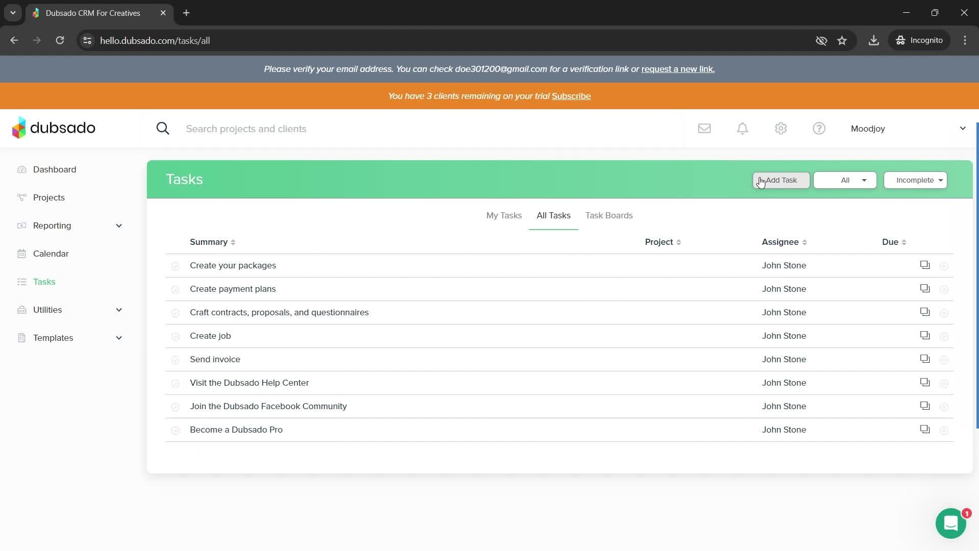 Creating a task screenshot
