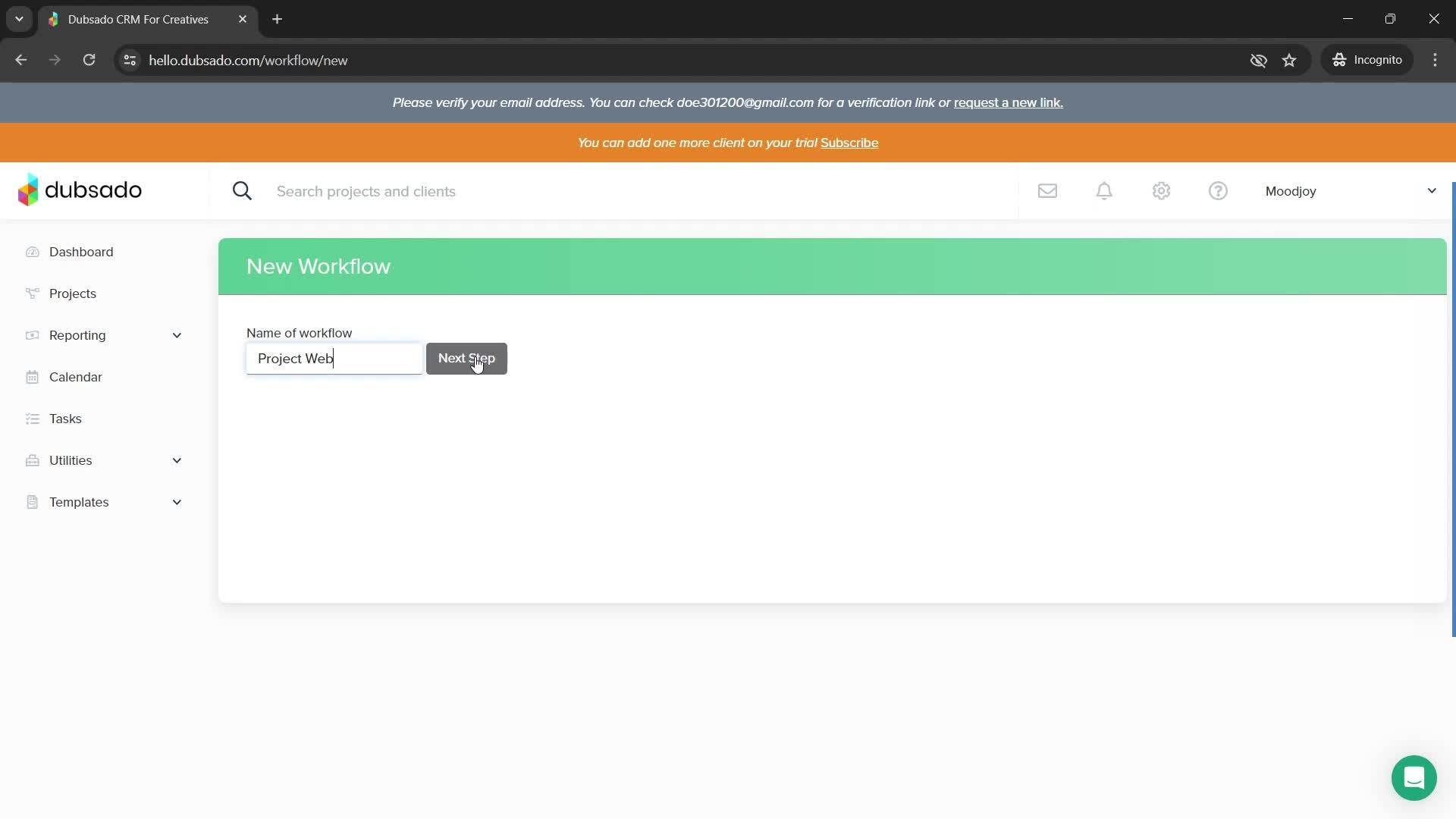 Creating a workflow screenshot