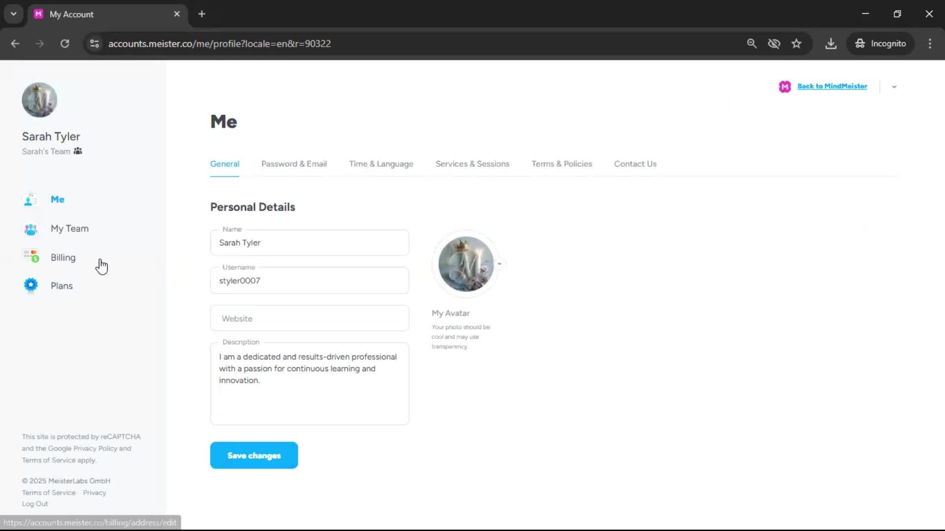 Adding billing address screenshot