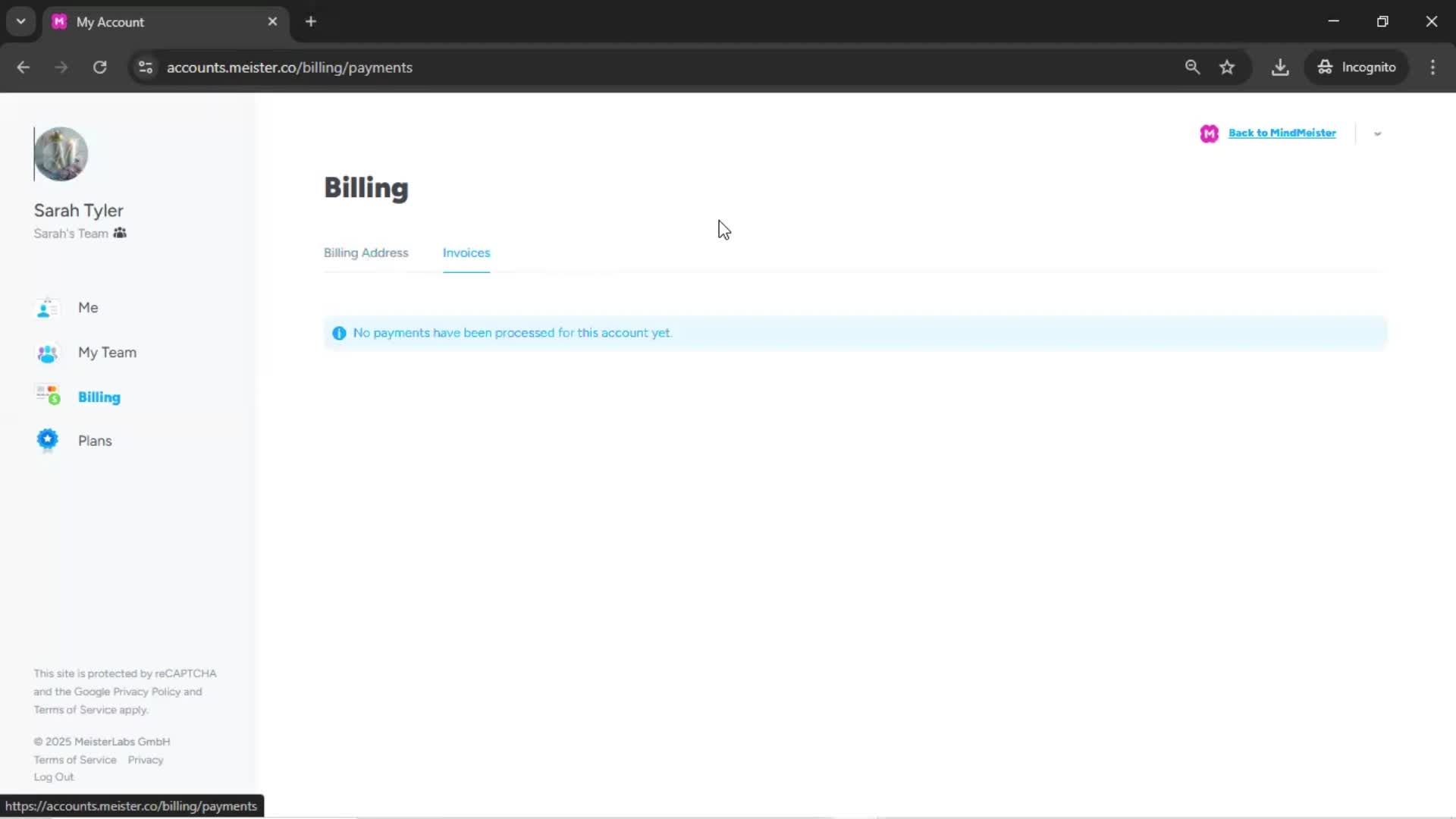 Adding billing address screenshot