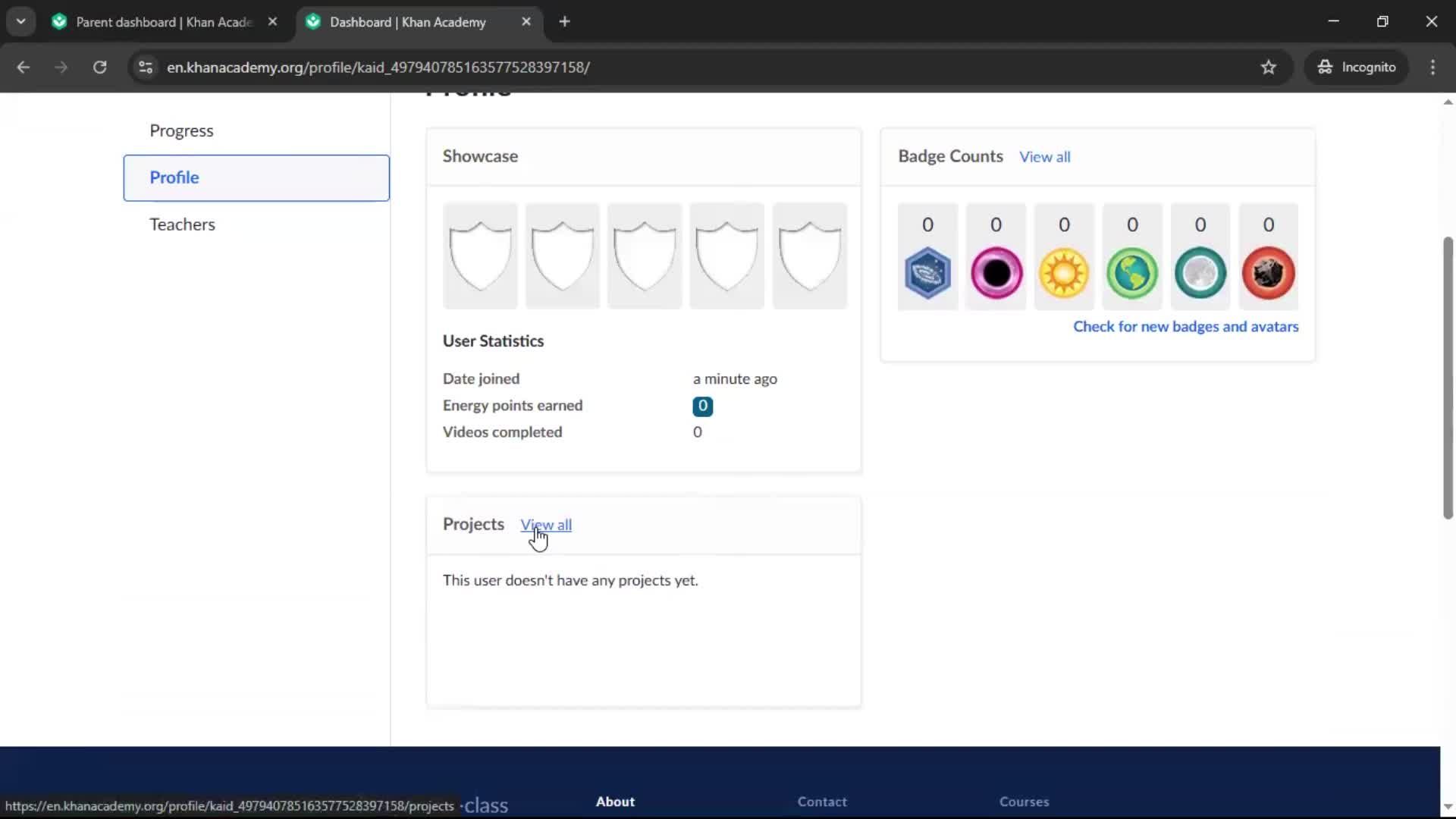 Adding a child screenshot