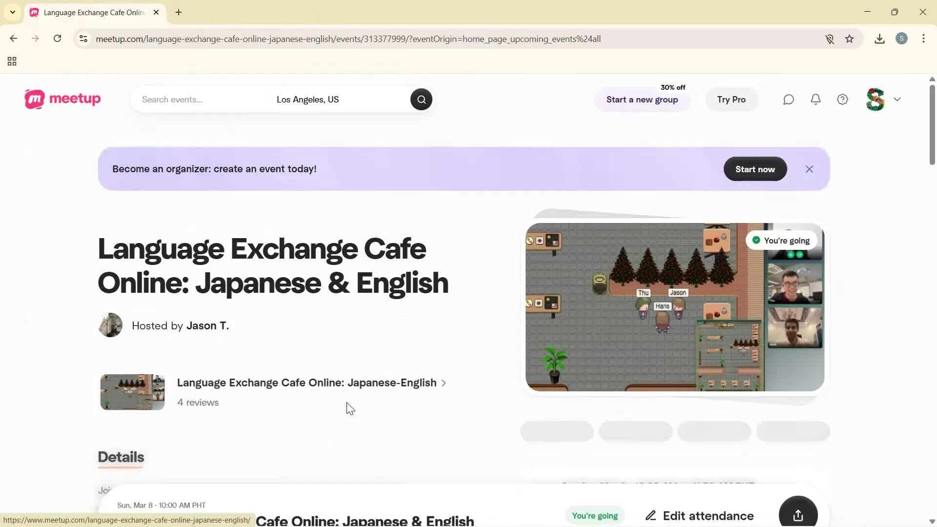 Commenting on Meetup video thumbnail