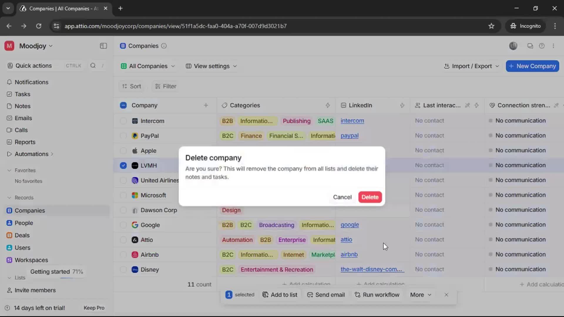 Adding a company screenshot