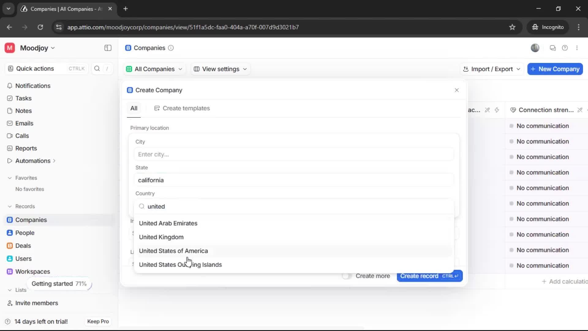 Adding a company screenshot