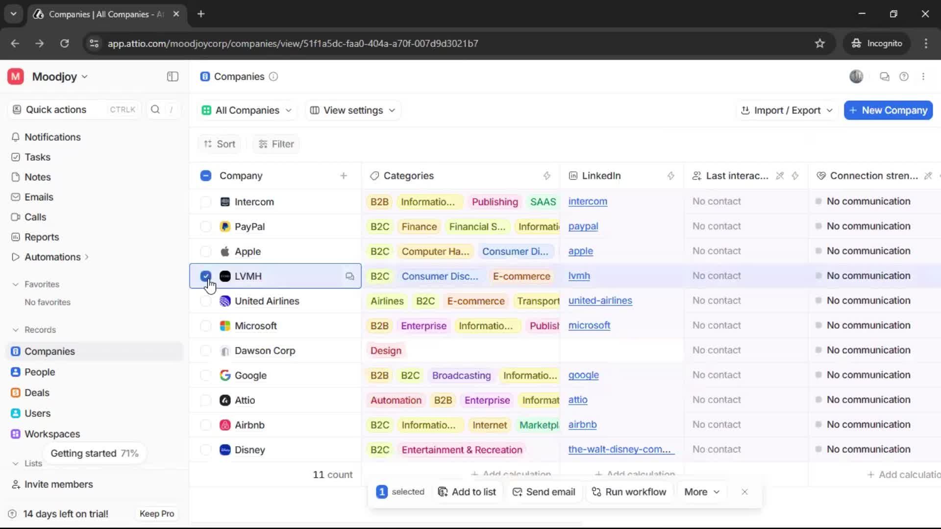 Adding a company screenshot