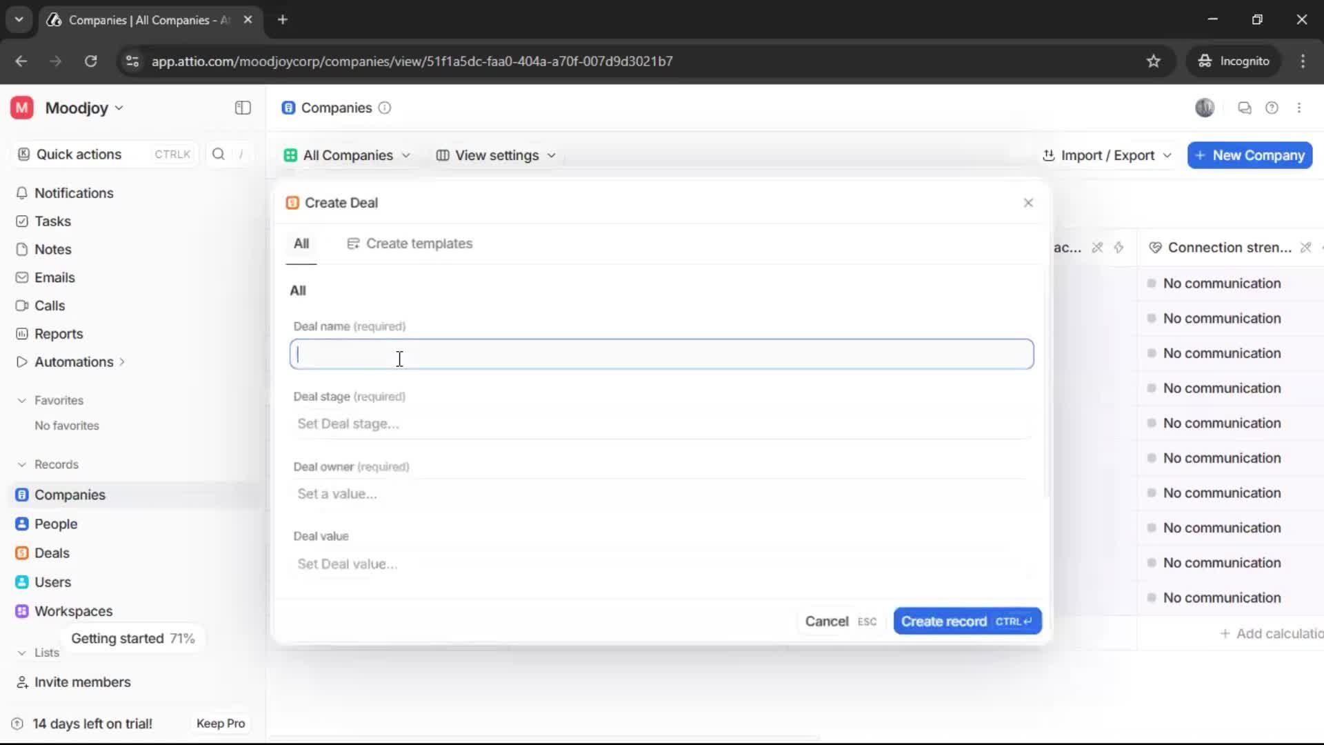 Adding a company screenshot