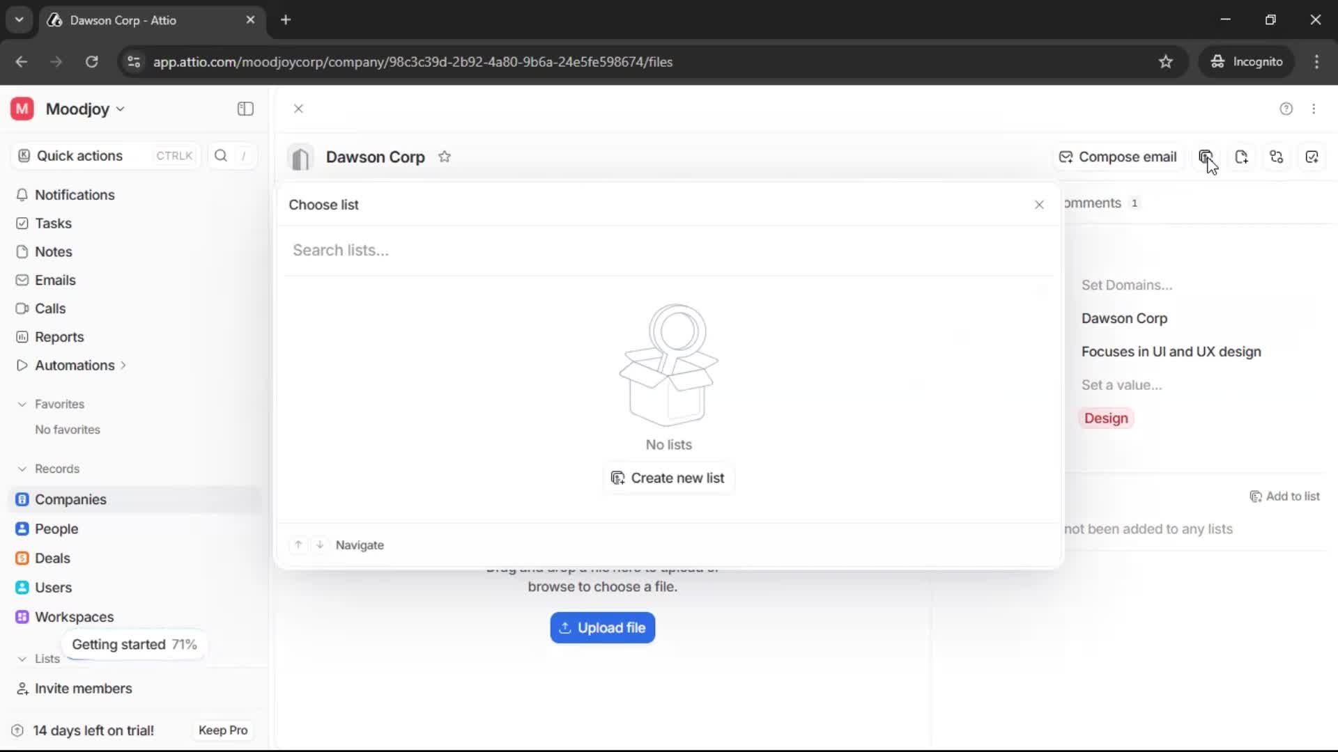 Adding a company screenshot