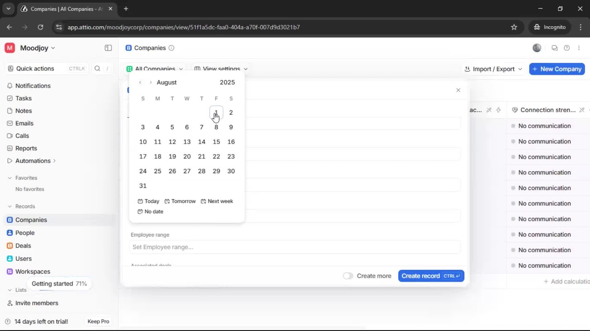 Adding a company screenshot