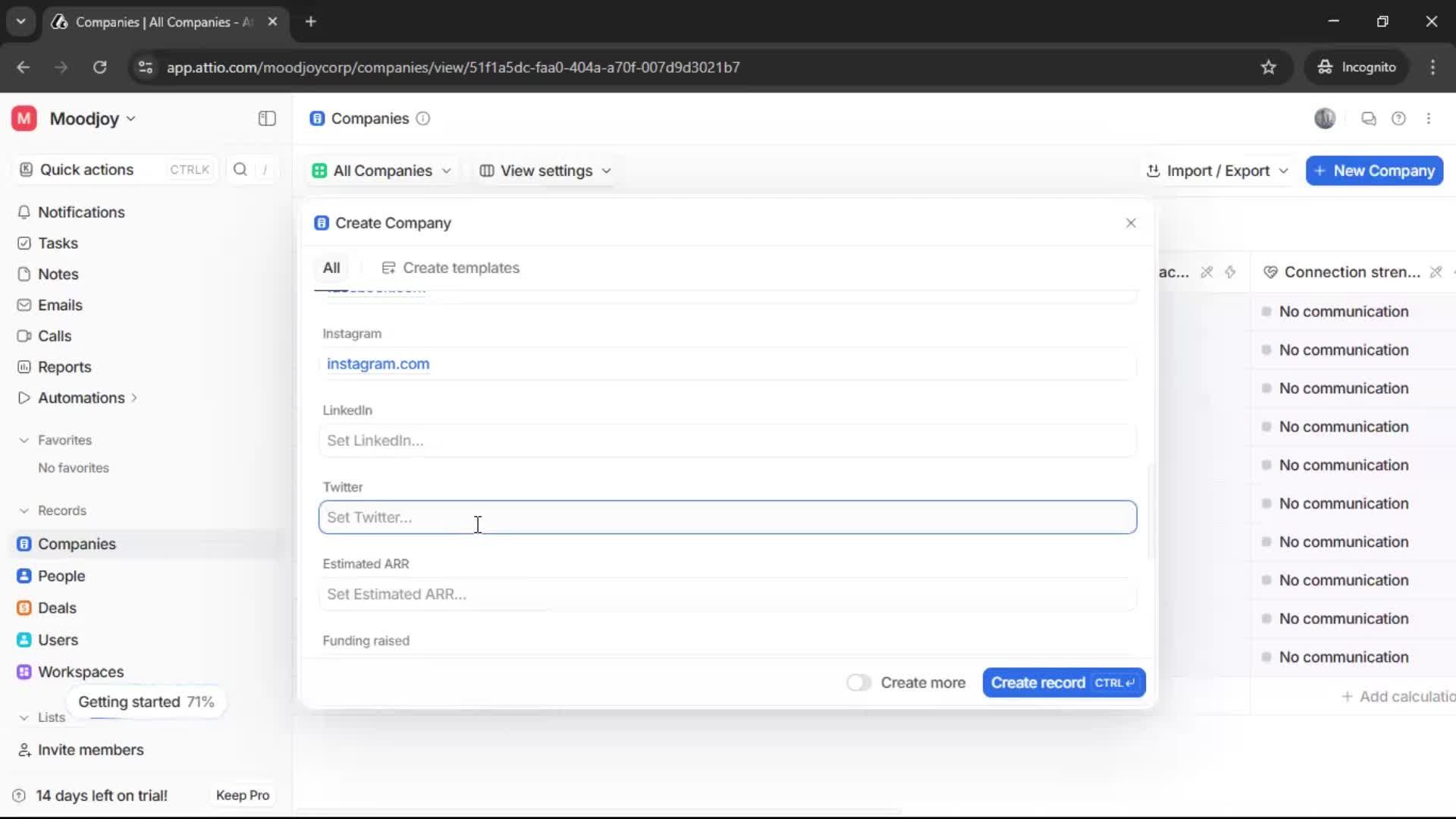 Adding a company screenshot
