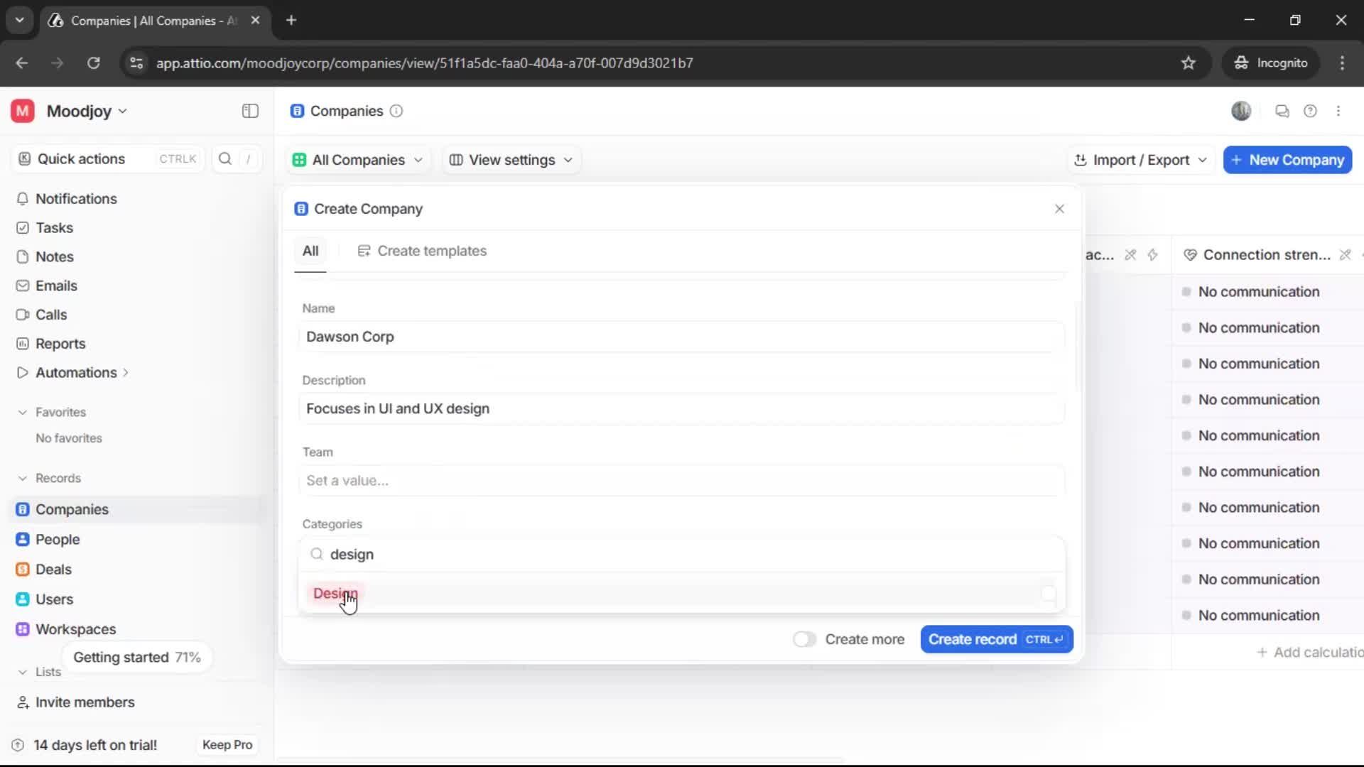 Adding a company screenshot