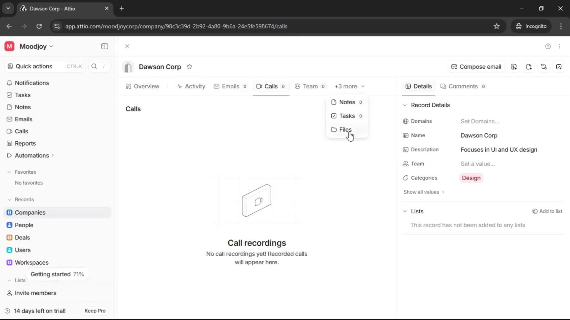 Adding a company screenshot