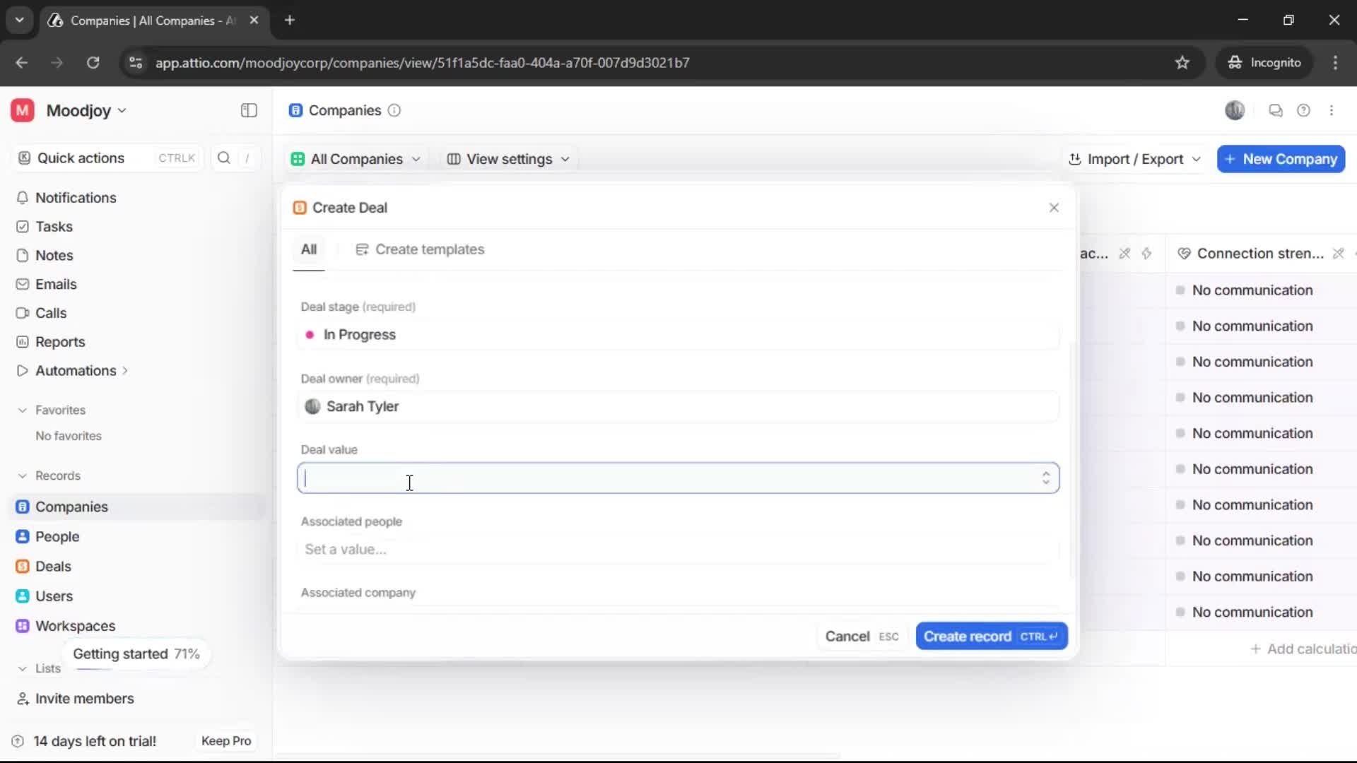 Adding a company screenshot