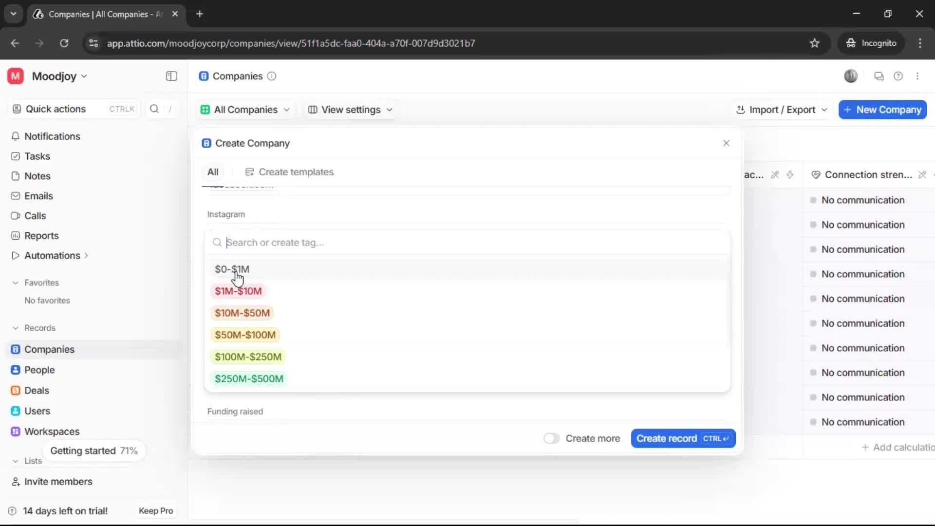 Adding a company screenshot