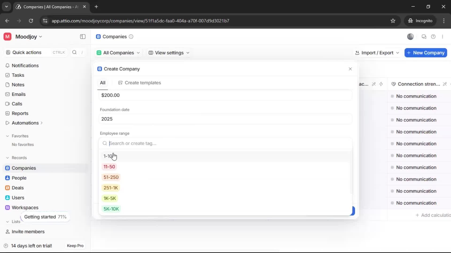 Adding a company screenshot