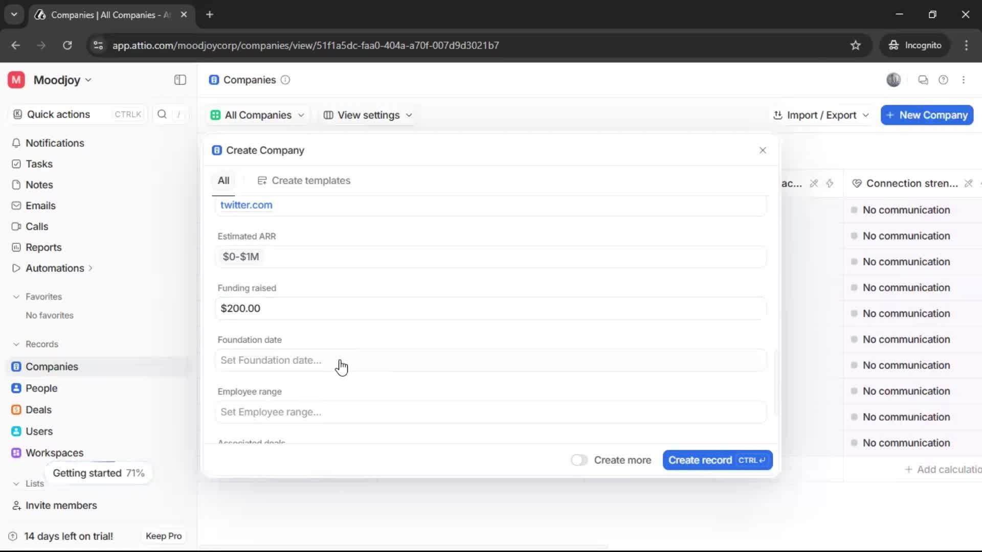 Adding a company screenshot
