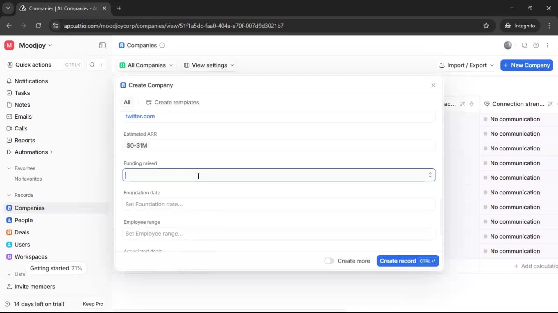 Adding a company screenshot