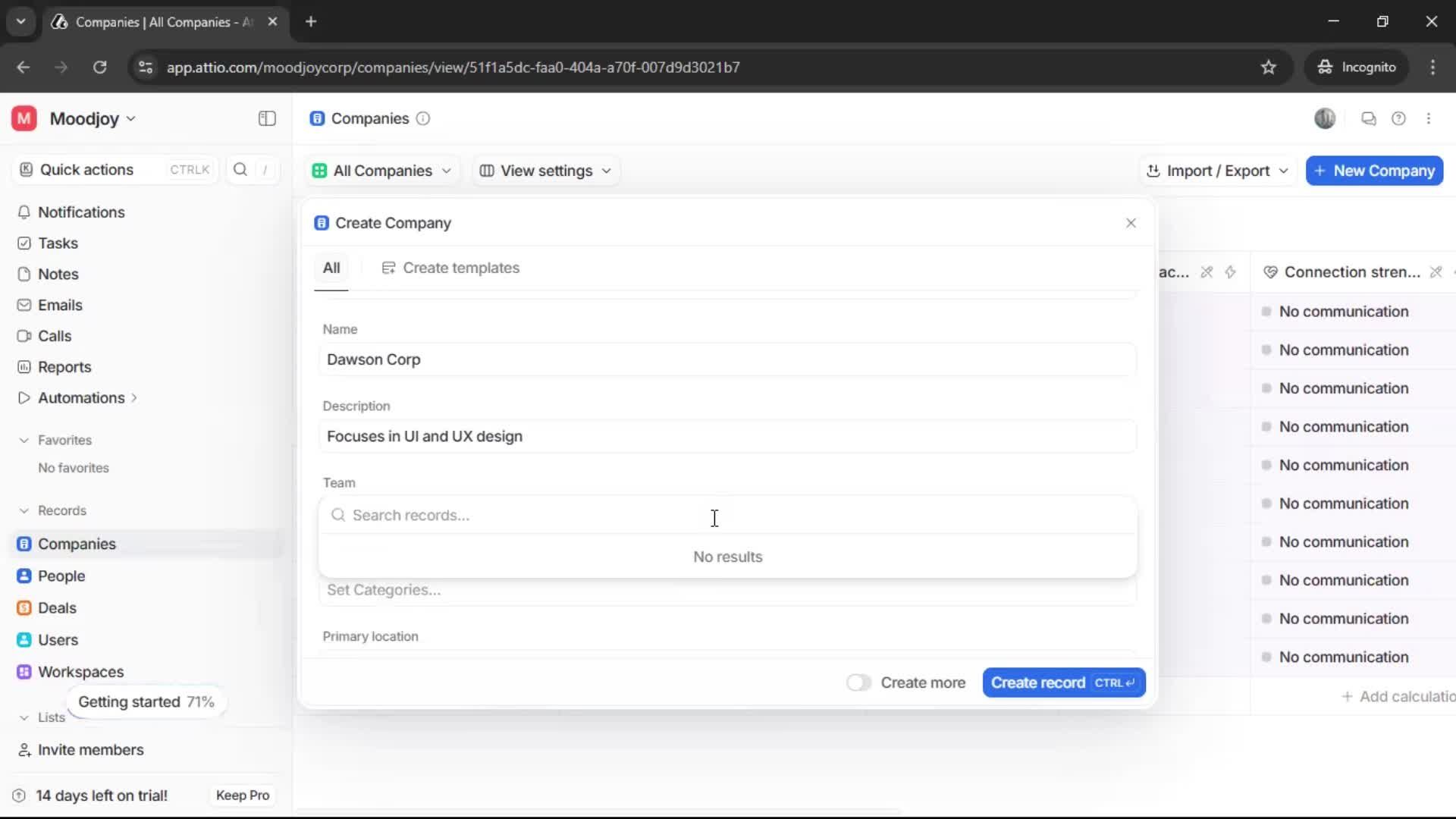 Adding a company screenshot