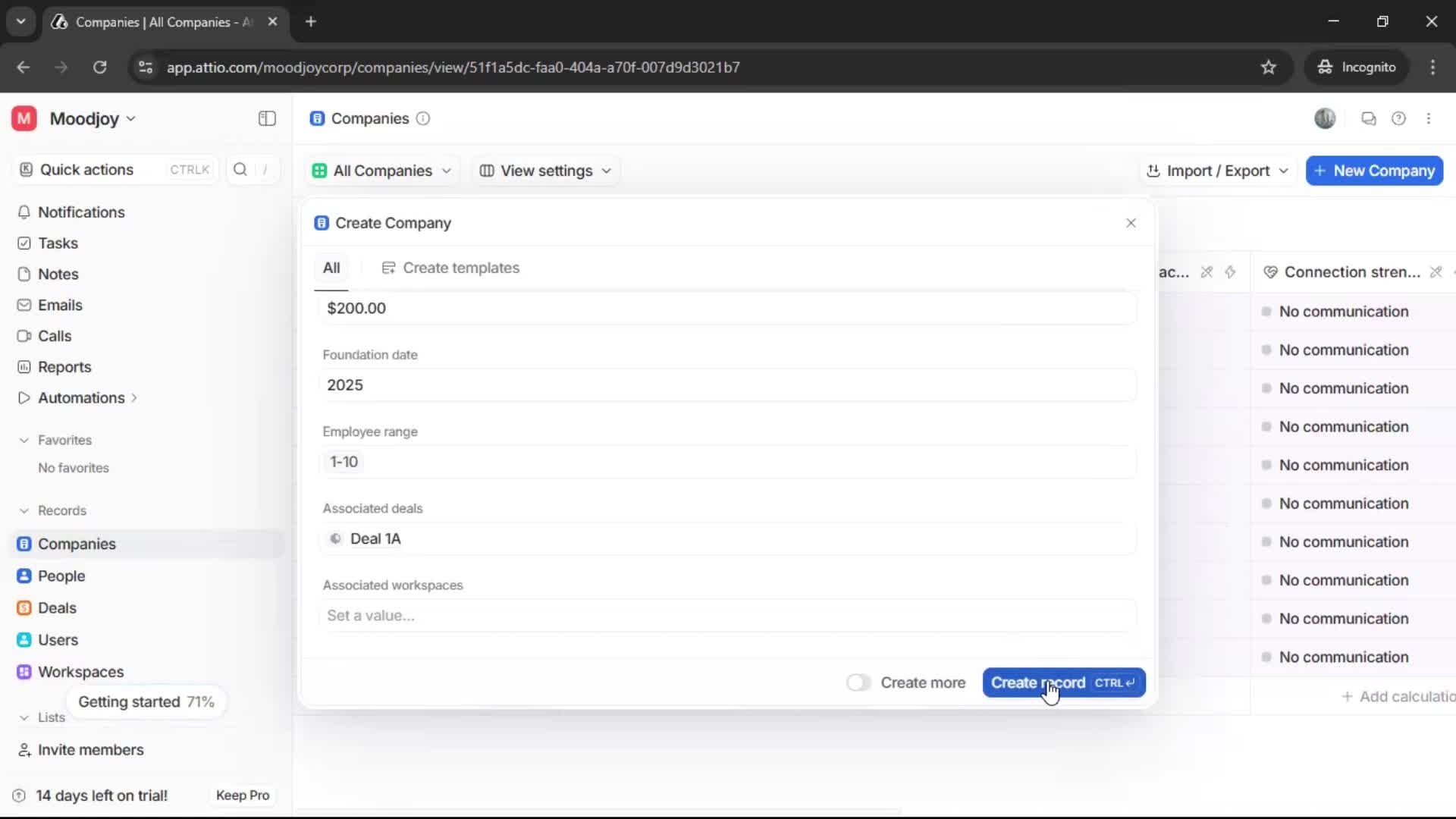 Adding a company screenshot