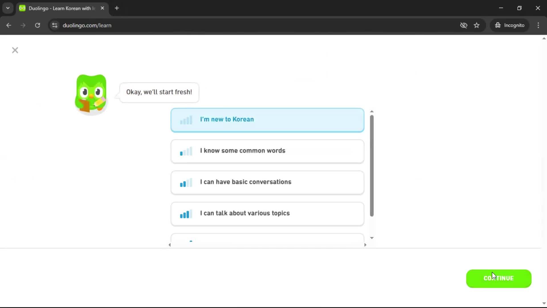 Adding a course screenshot