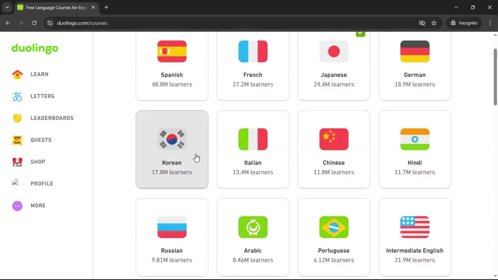Adding a course screenshot