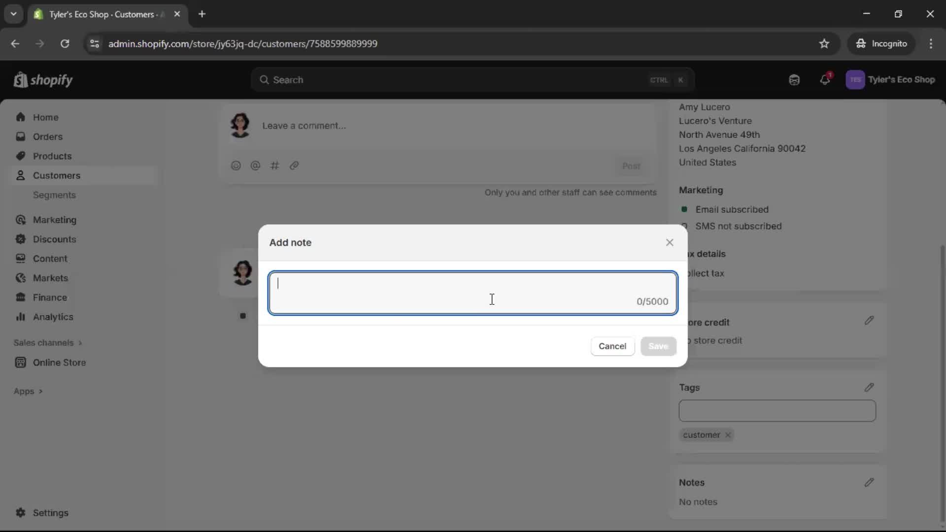 Adding customer to waitlist screenshot