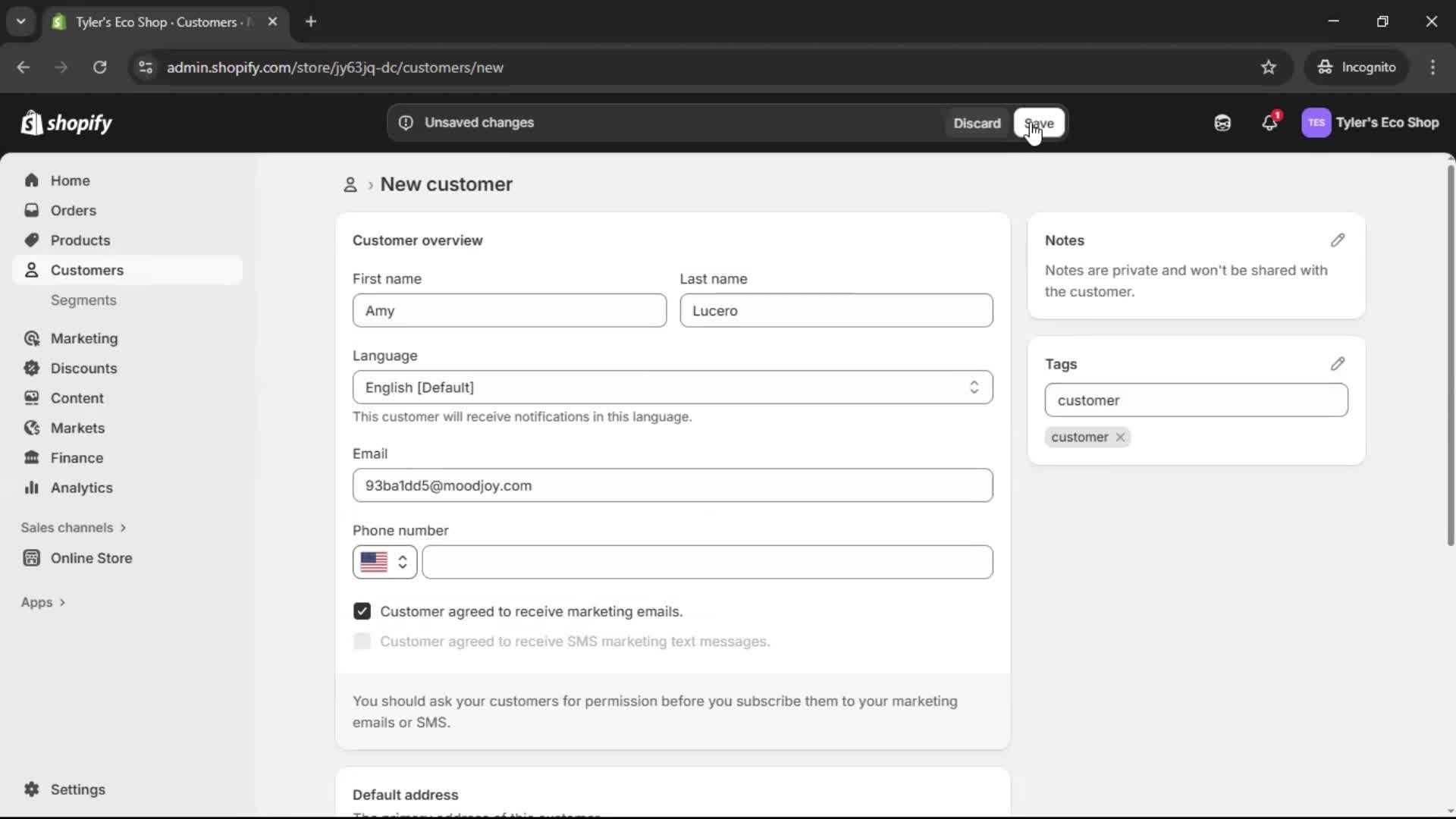 Adding customer to waitlist screenshot