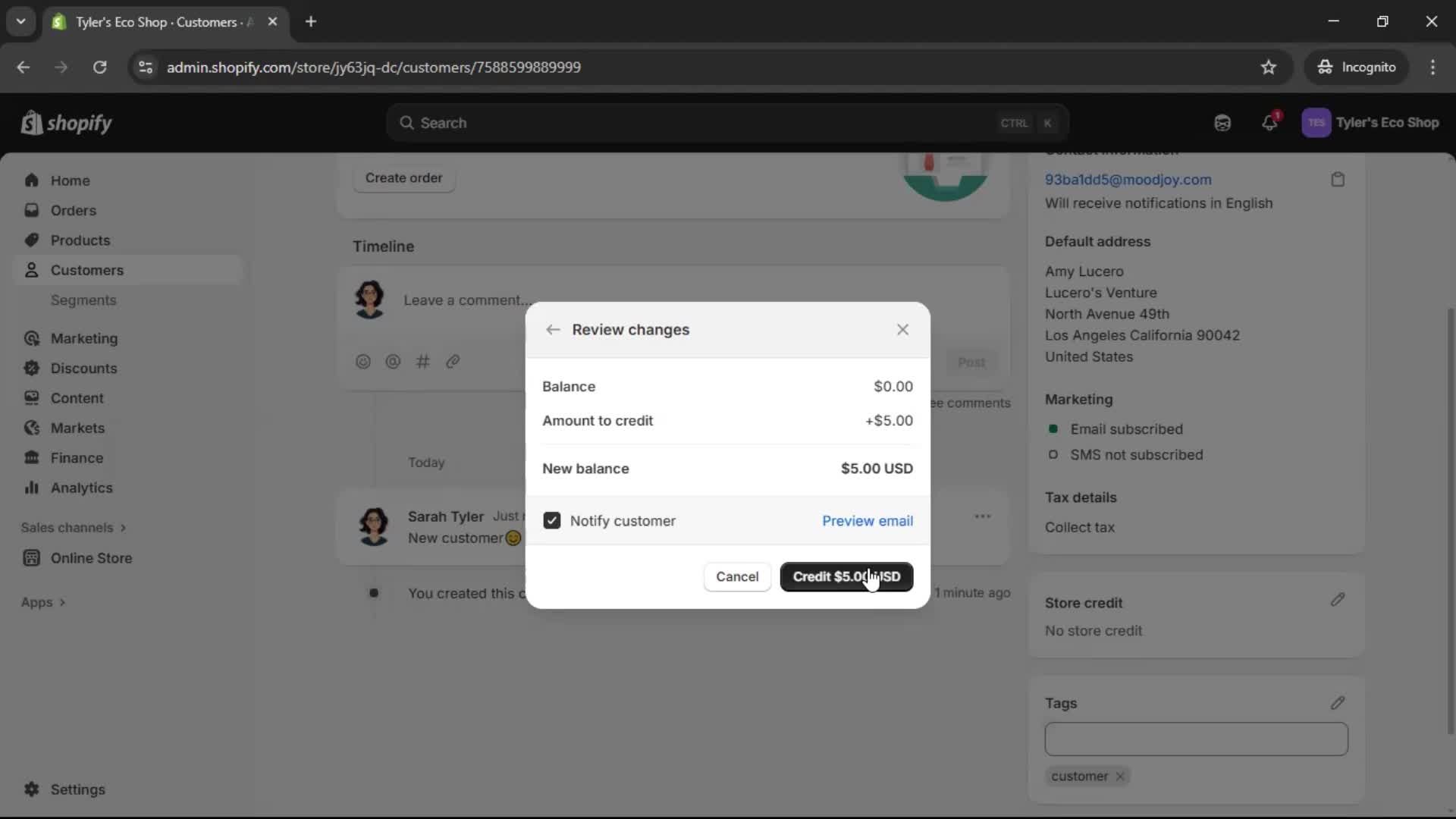 Adding customer to waitlist screenshot