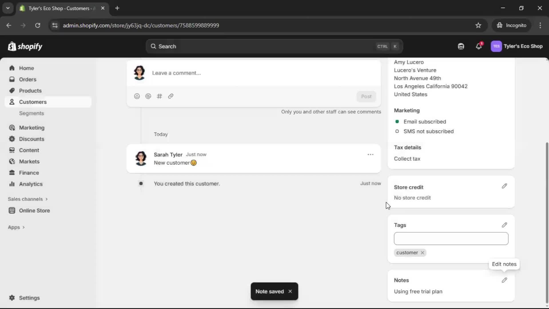 Adding customer to waitlist screenshot