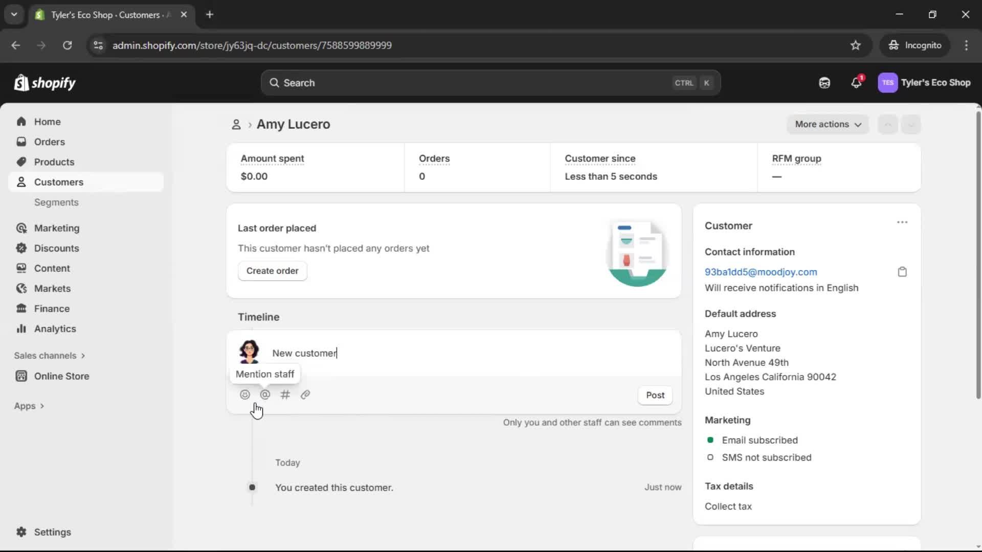 Adding customer to waitlist screenshot